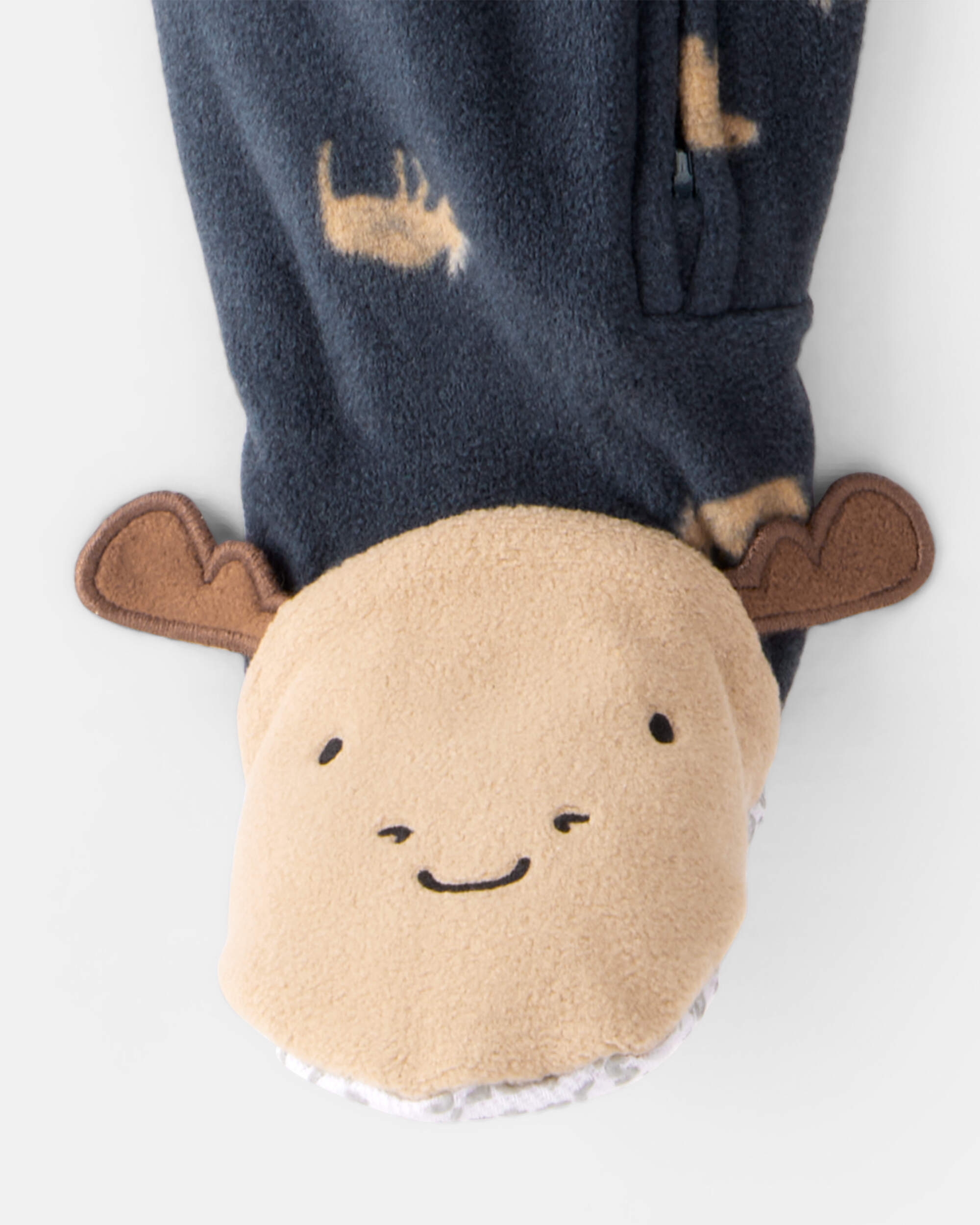 Baby Boy Moose Loose Fit 2-Way Zip 1-Piece Pyjamas - Blue