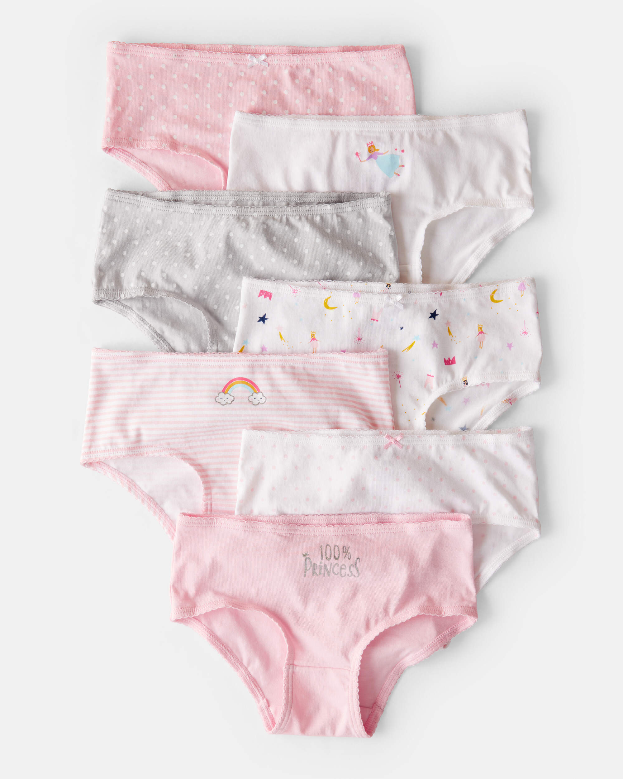 Girls 7-Pack Pink Princess Brief Underwar