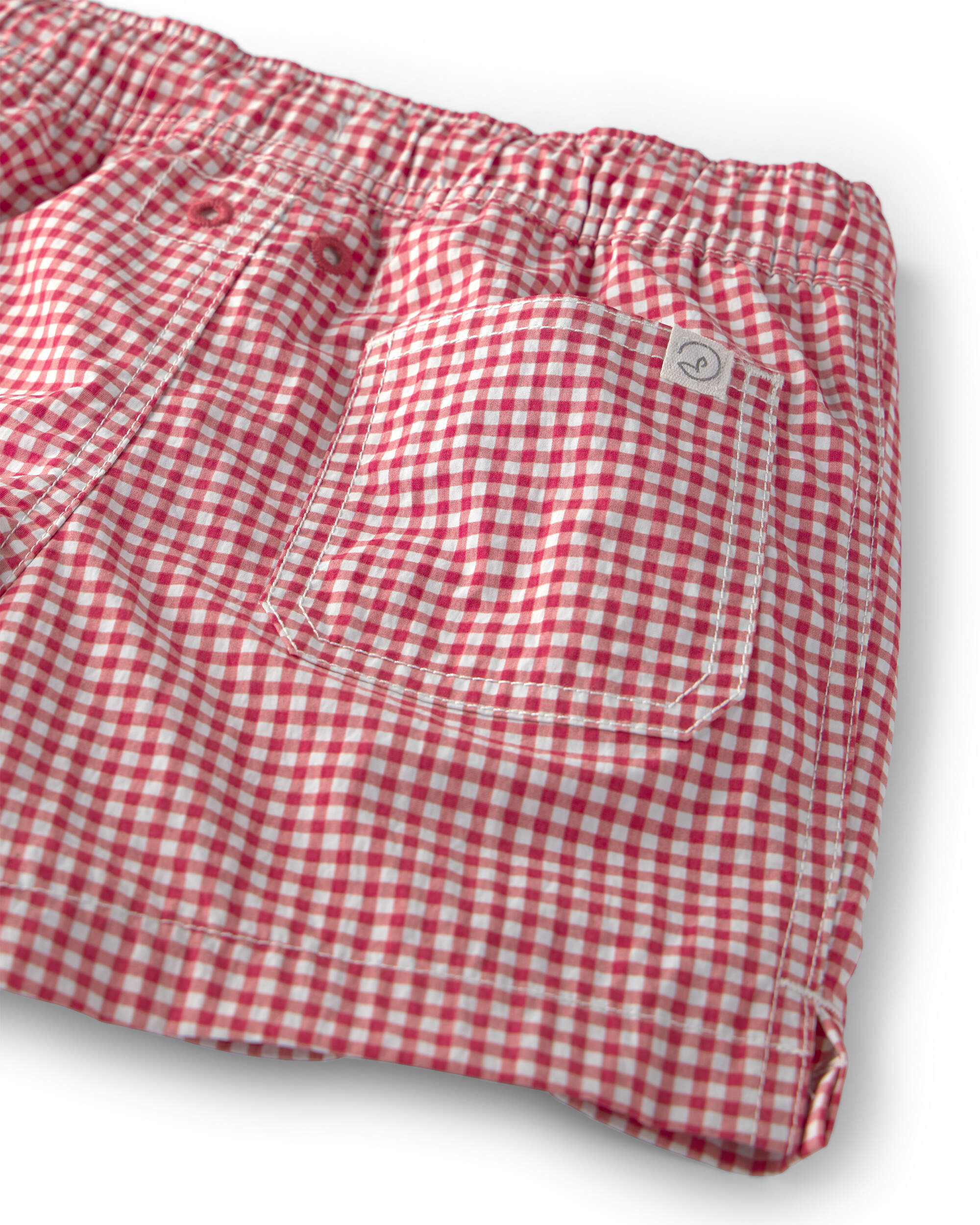 Baby Boy Recycled Swim Trunks Red Gingham