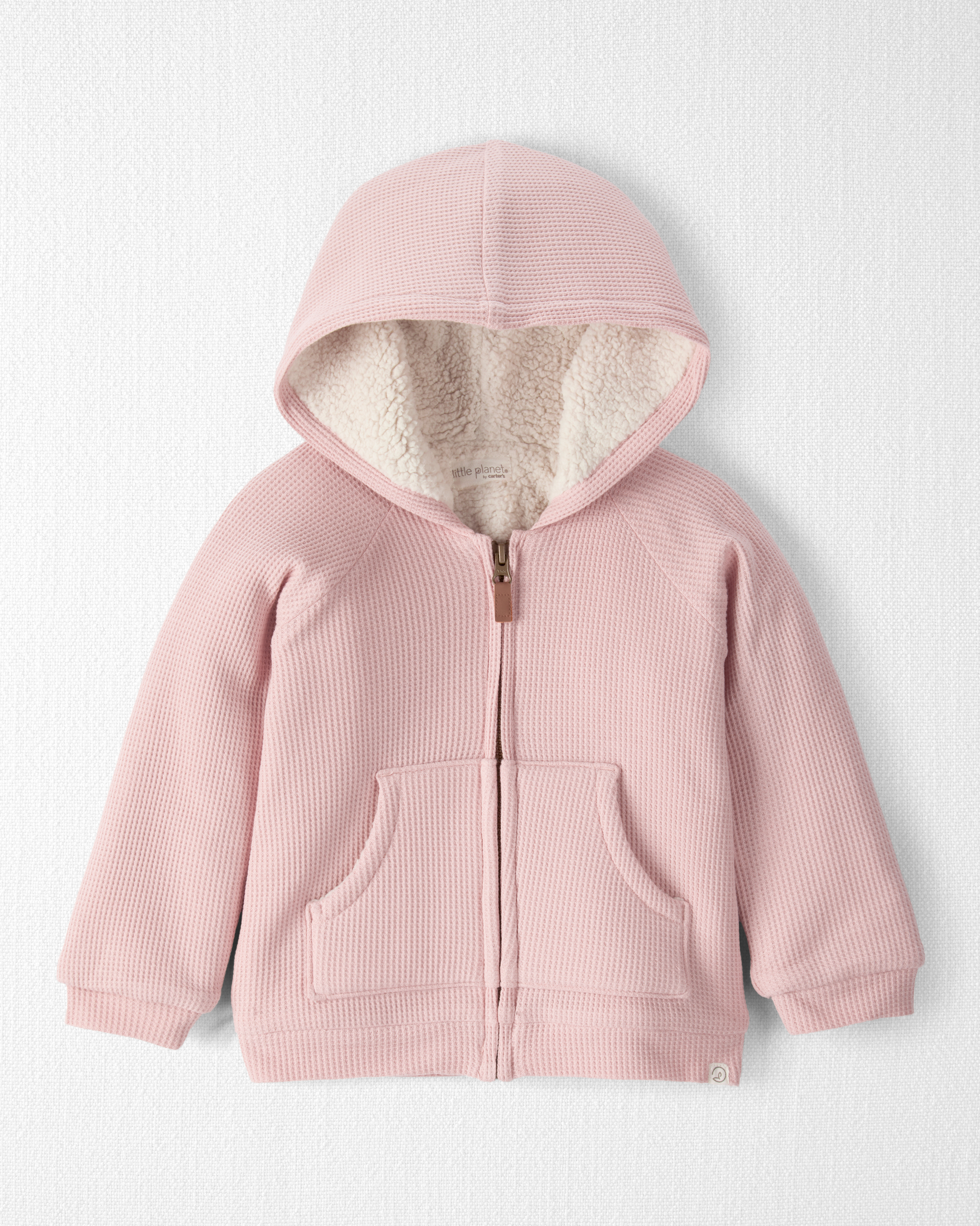 Toddler Girl Waffle Knit Hooded Jacket Made with Organic Cotton