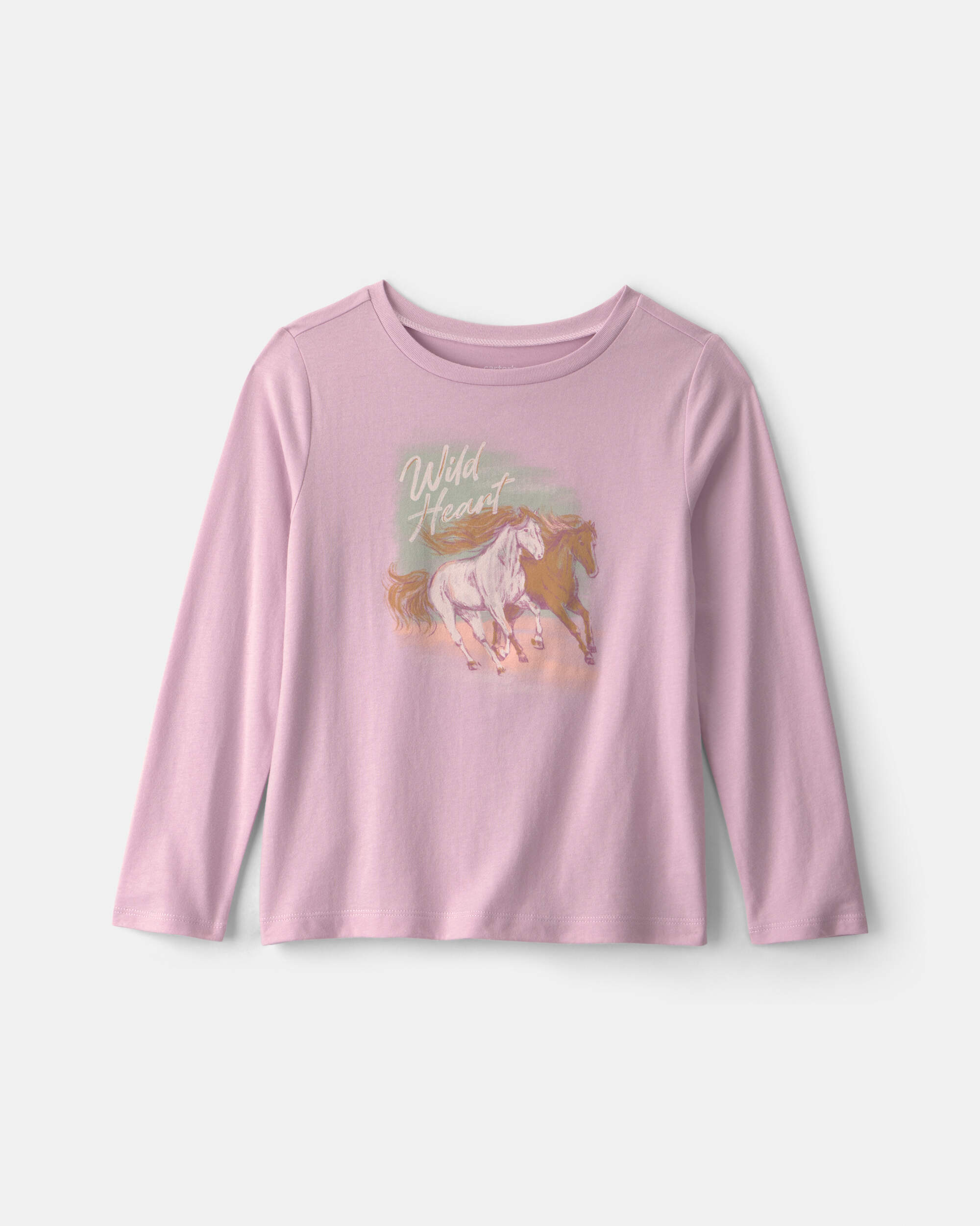 Girls 'Wild Heart' Horse Long-Sleeve Graphic Tee - Purple