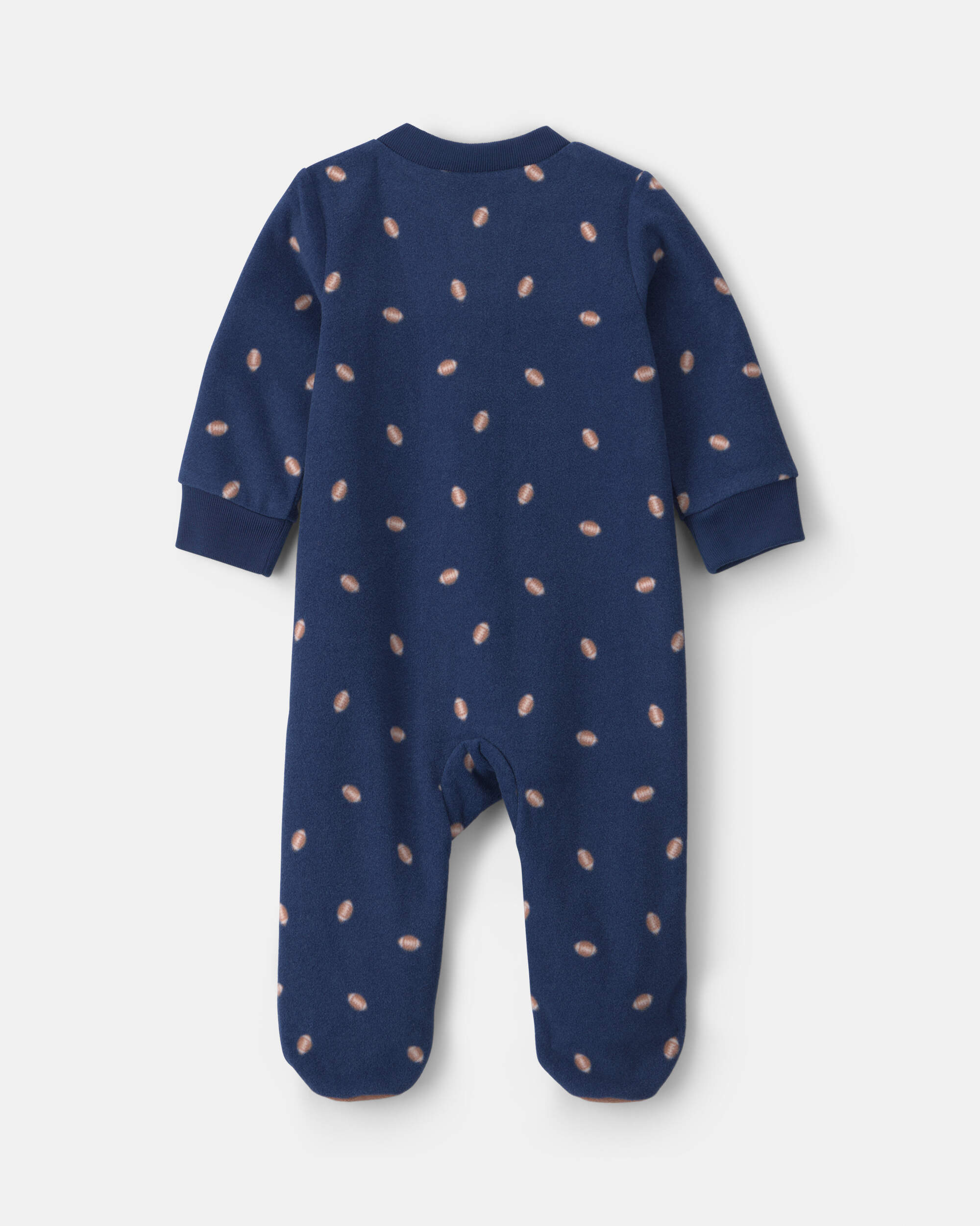 Baby Boy Football Fleece 2-Way Zip Sleeper - Navy Blue