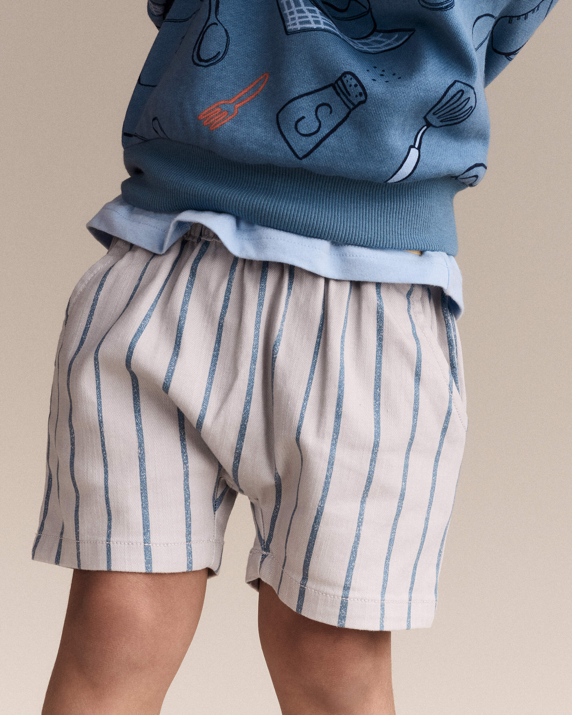 Tout-petit gar&ccedil;on - Short extensible &agrave; rayures - Gris, , hi-res