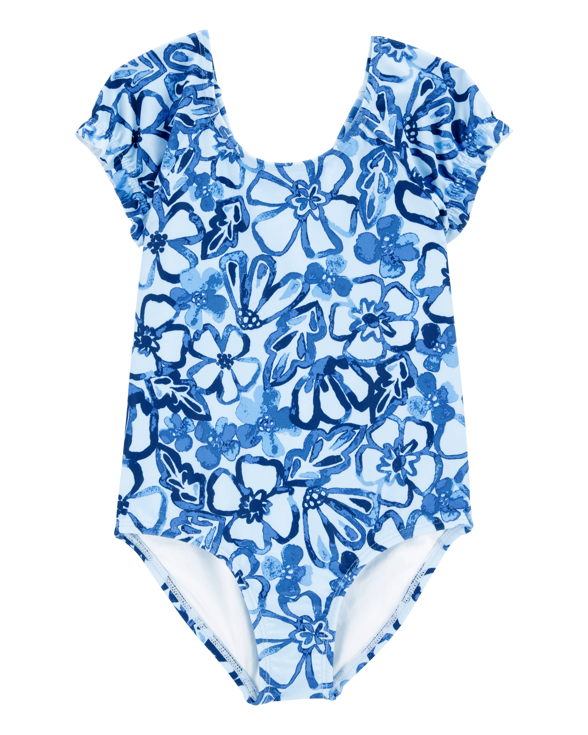Toddler 1-Piece Floral Swimsuit - Blue
