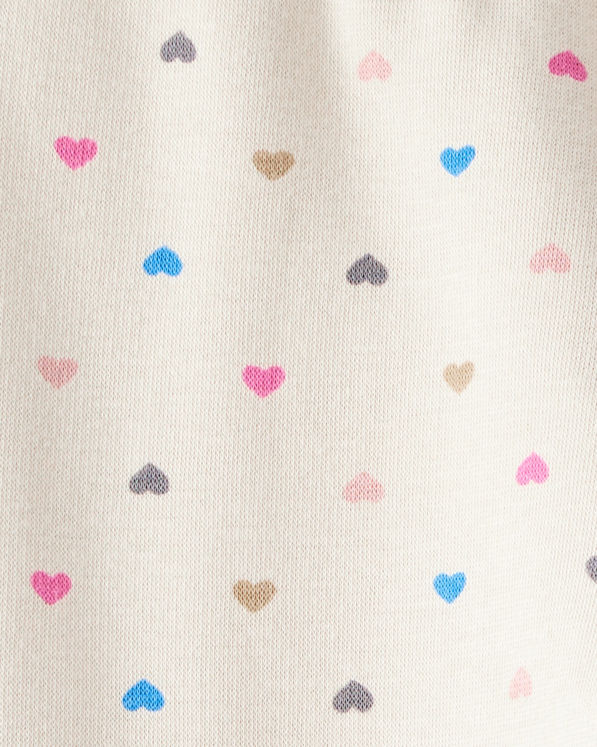 Baby Girl Heart Print Pull-On Stretch Cozy Leggings - Cream