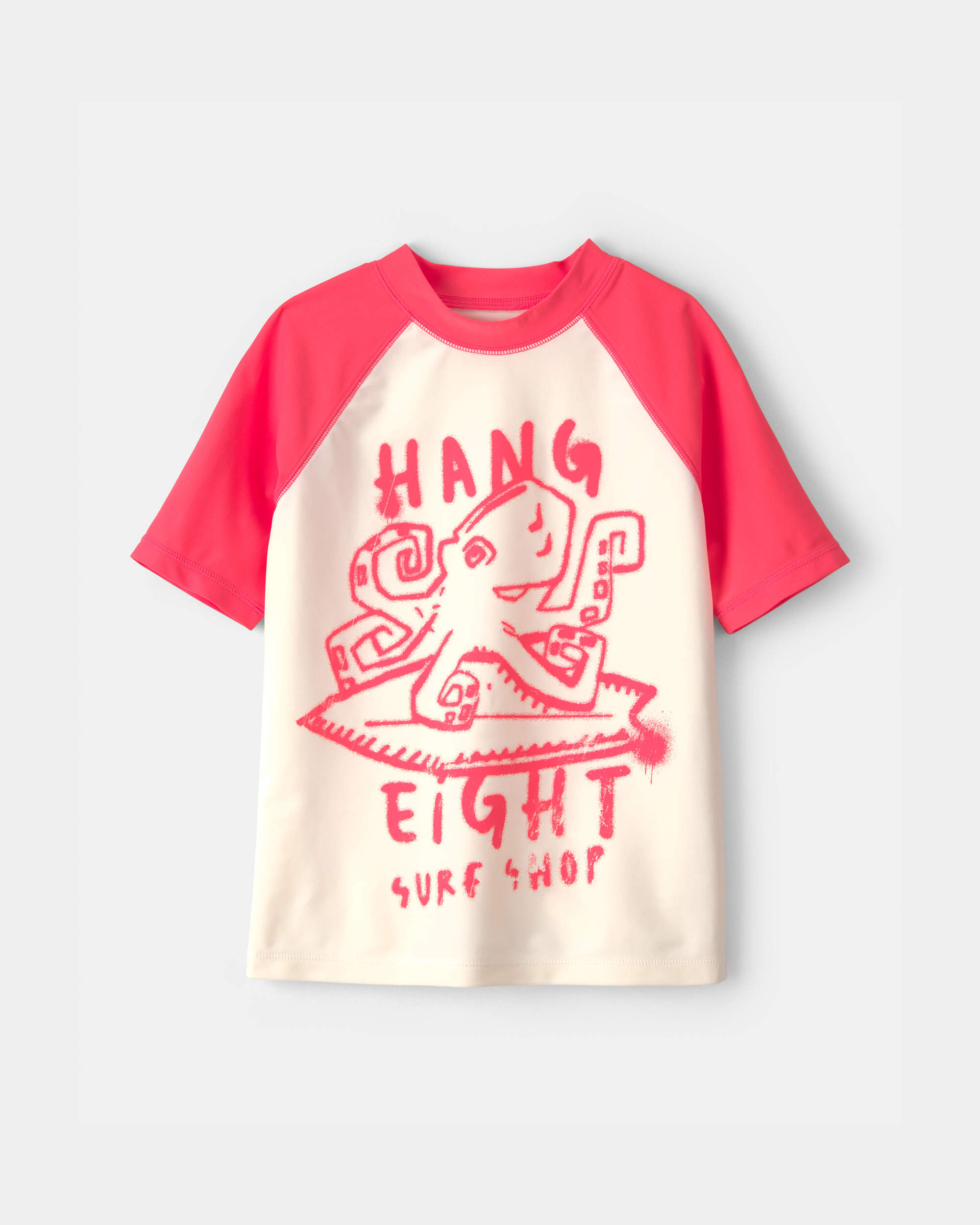 Boys Octopus Short-Sleeve Rashguard - Red/Cream