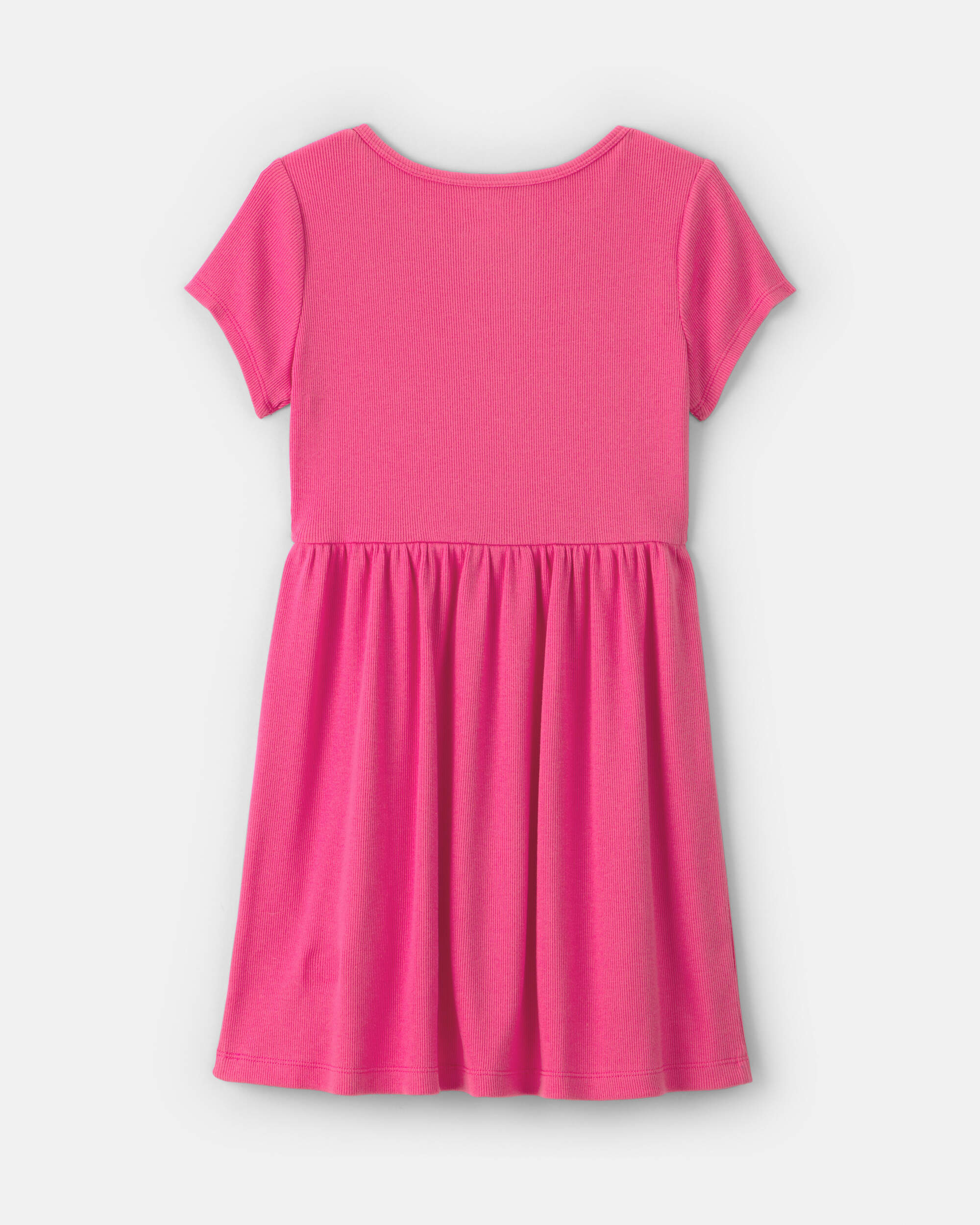 Girls Rib Short-Sleeve Dress - Pink