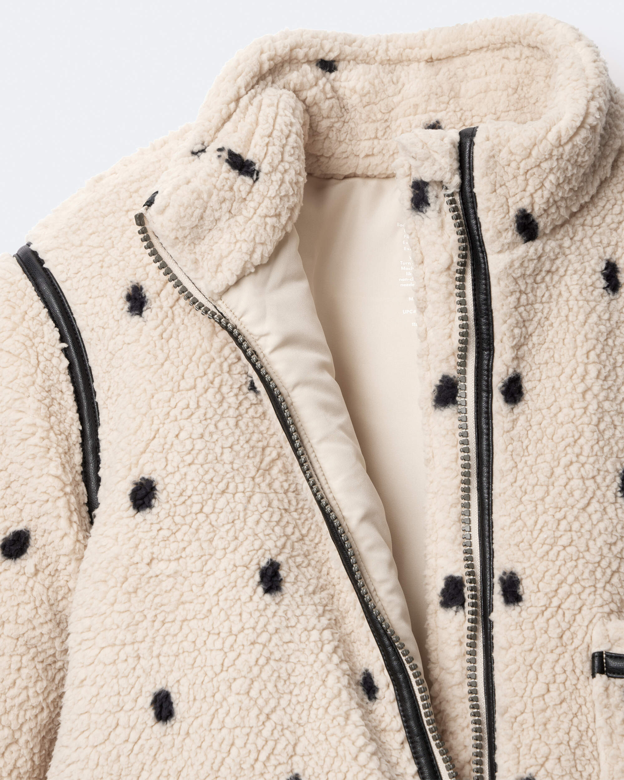 Toddler Girl Polka Dot Sherpa Jacket - Ivory