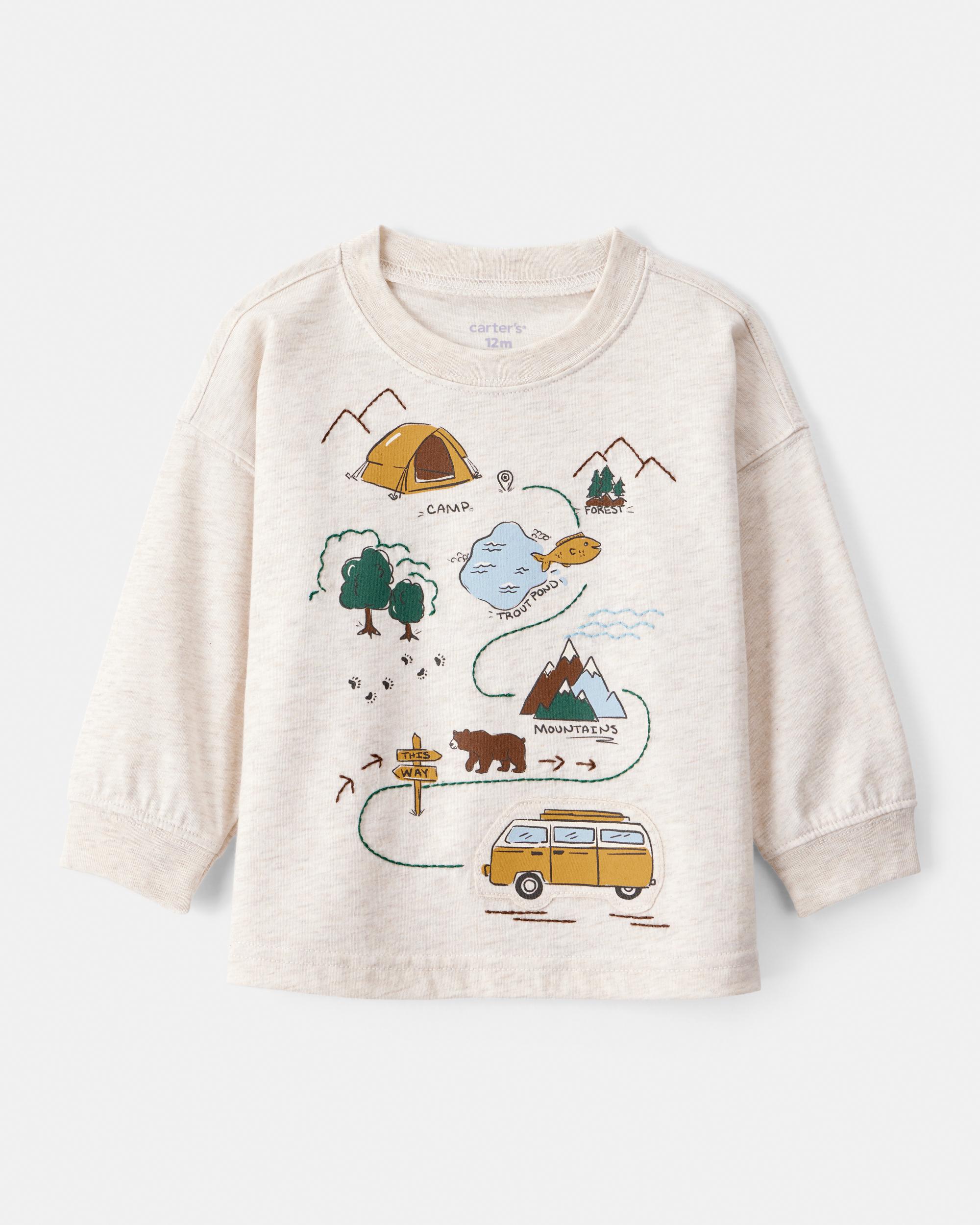 Baby Boy Adventure Long-Sleeve Graphic Tee - Cream
