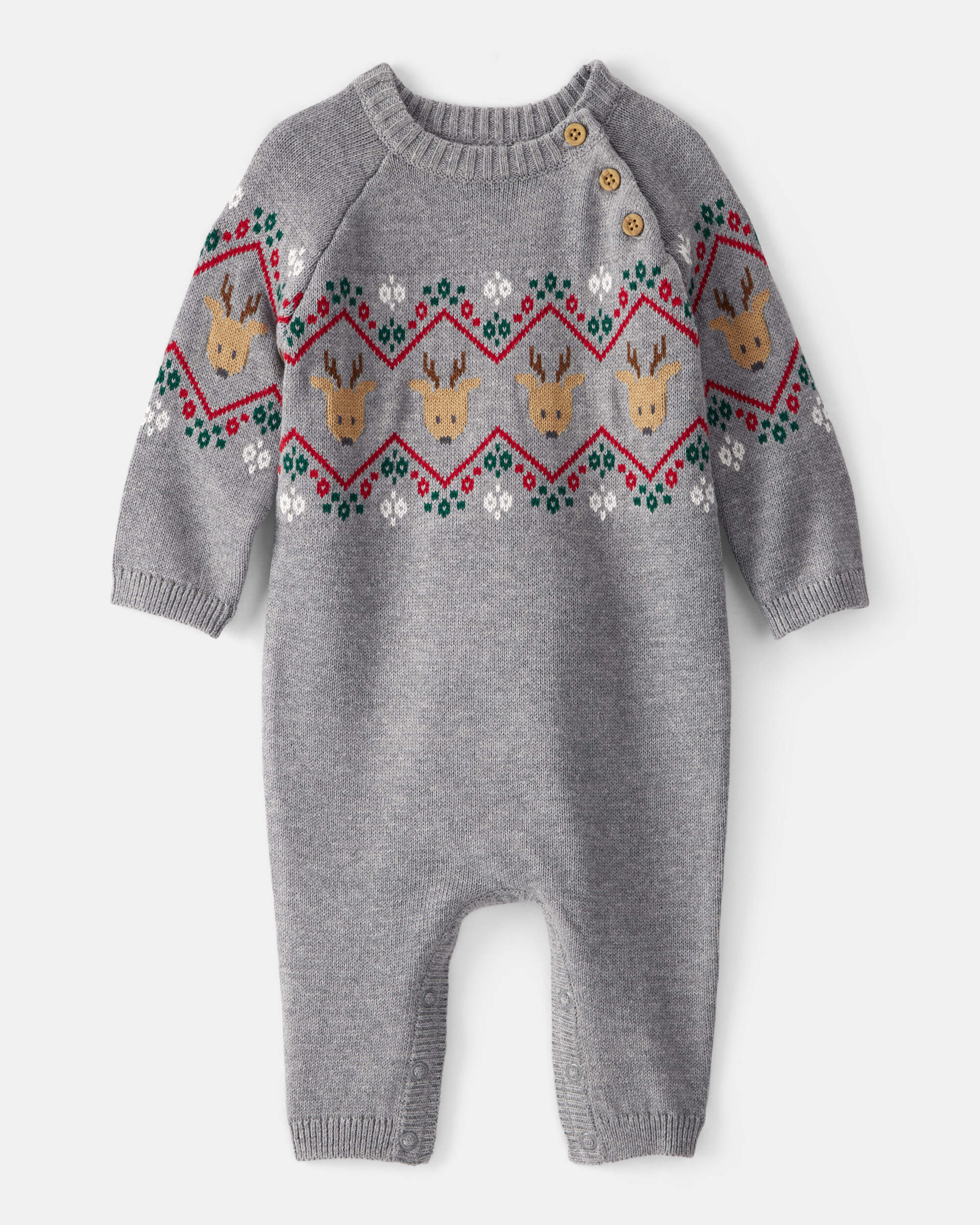 Baby Boy Fair Isle Long-Sleeve Jumpsuit - Grey