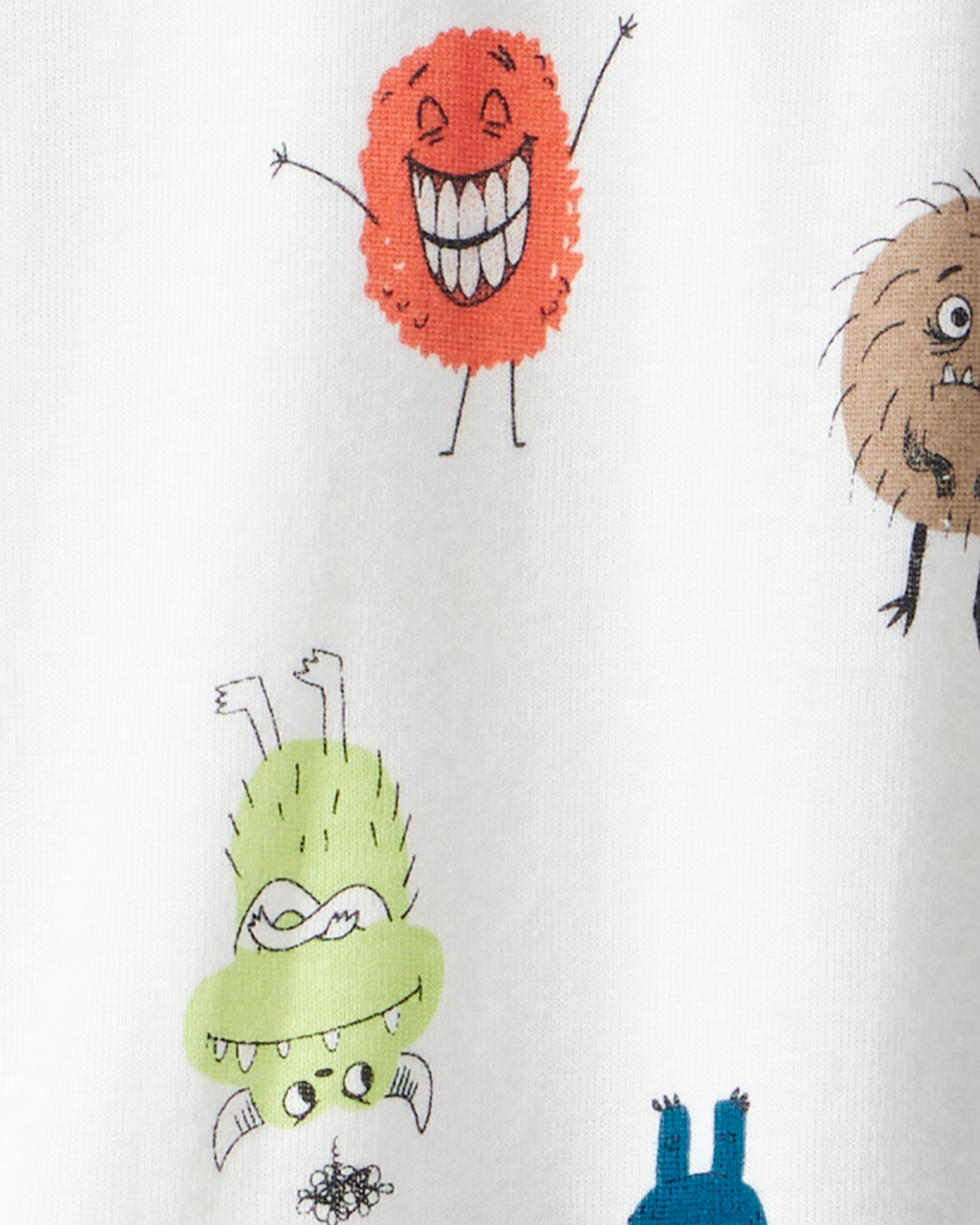 Toddler Boy Monster 100% Cotton Snug Fit Footie 1-Piece Pyjamas - Ivory