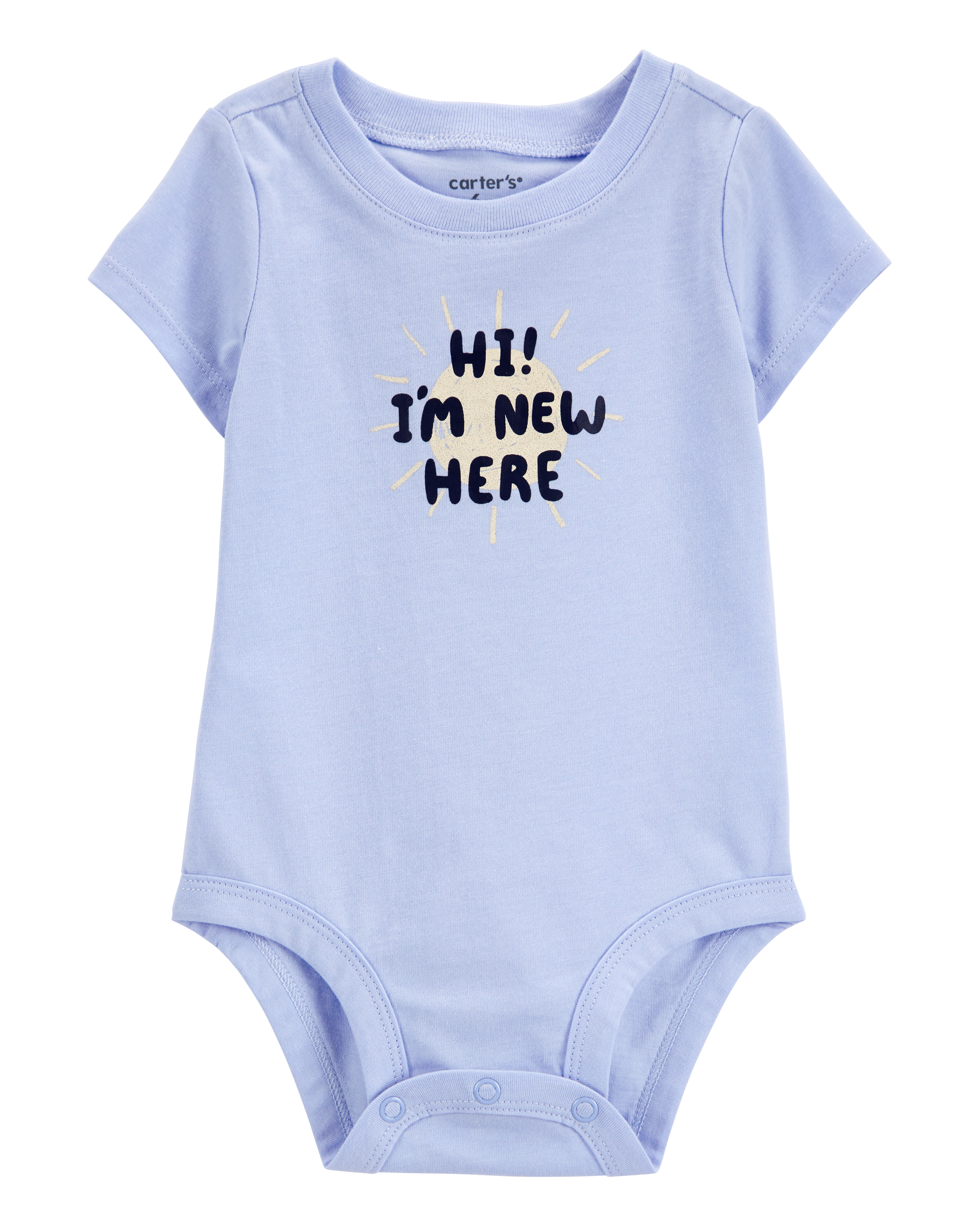 Baby "I'm New Here" Short-Sleeve Bodysuit - Blue