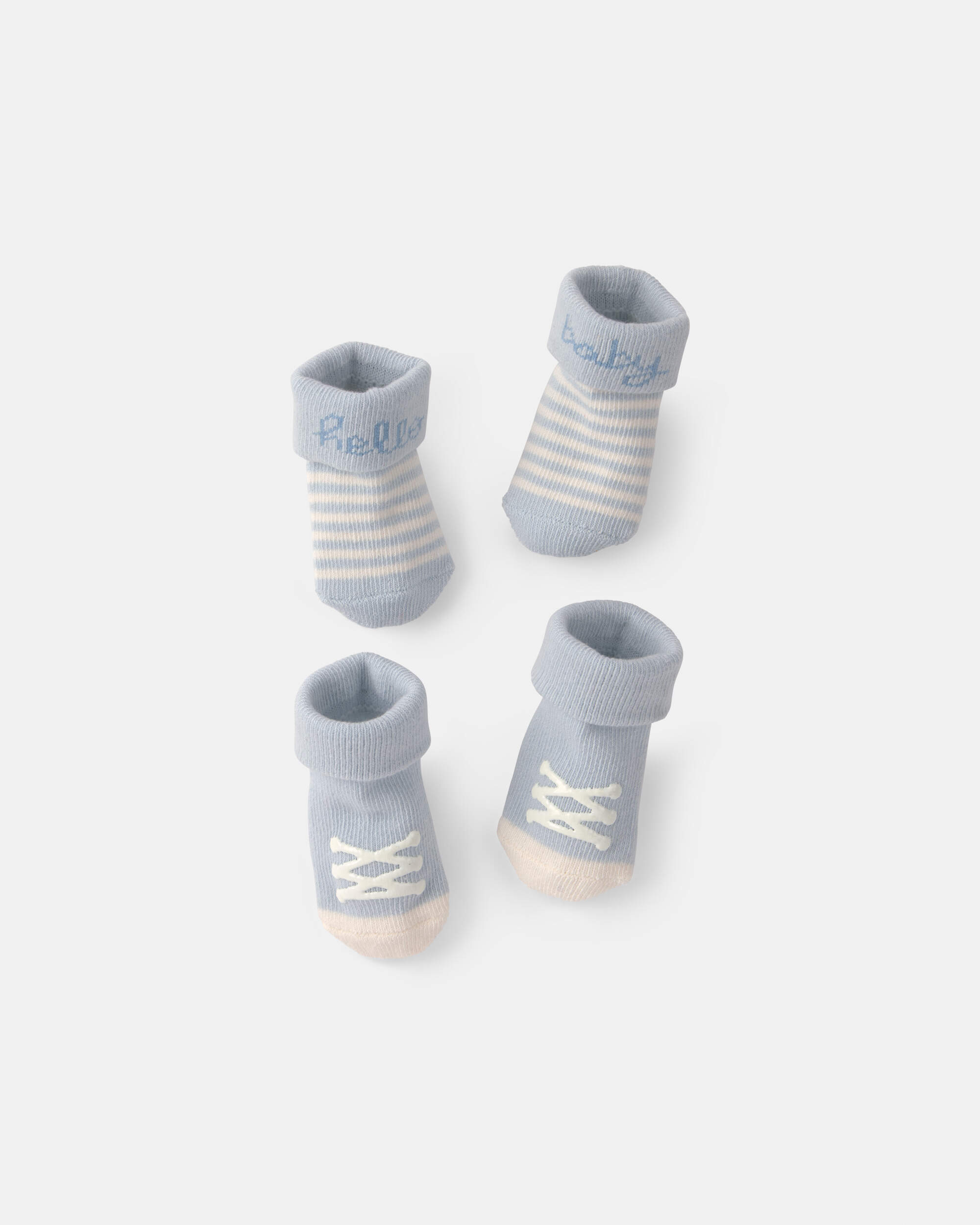Baby Boy 2-Pack 'Hello Baby' Foldover Booties - Blue