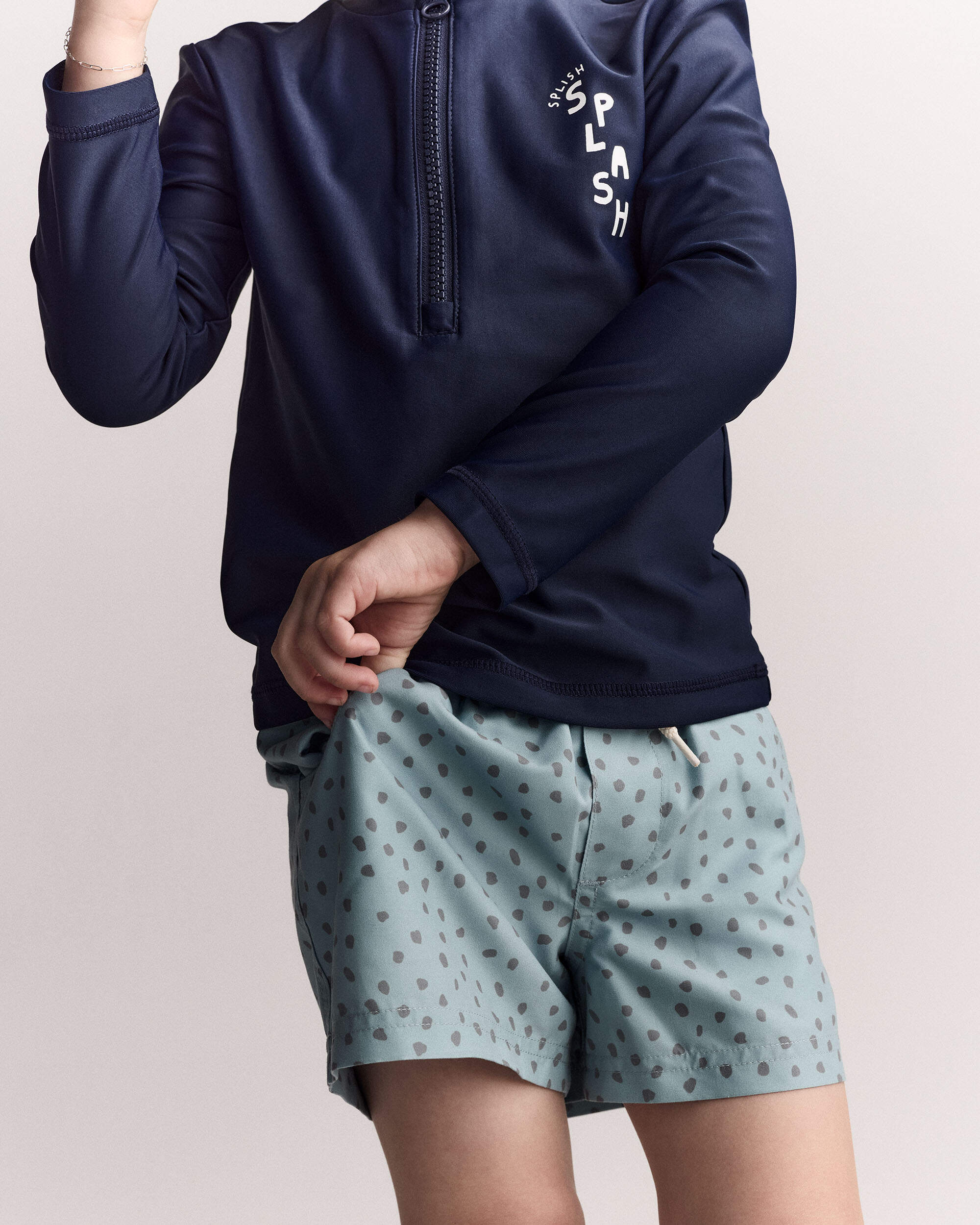 Toddler Boy 'Splish Splash' Half-Zip Long-Sleeve Rashguard - Navy