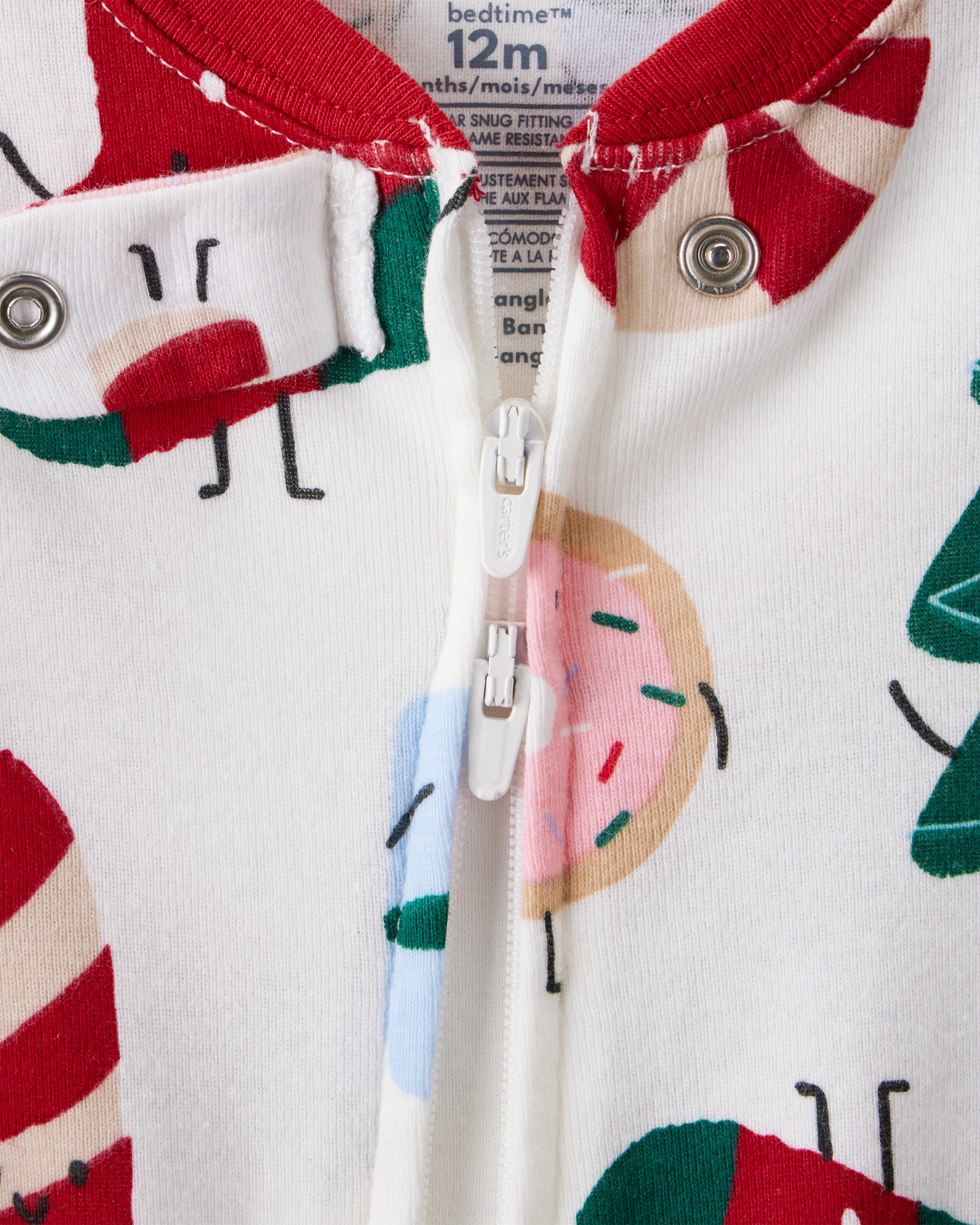 Baby Christmas Print 100% Cotton Long-Sleeve 2-Way Zip 1-Piece pyjamas