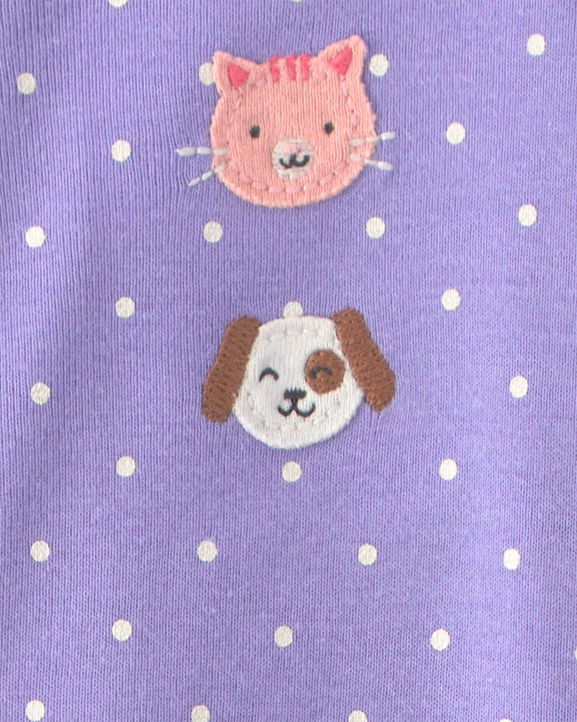 Baby Girl 1-Piece Pets 2-Way Zip 100% Cotton Snug Fit Pyjama - Purple