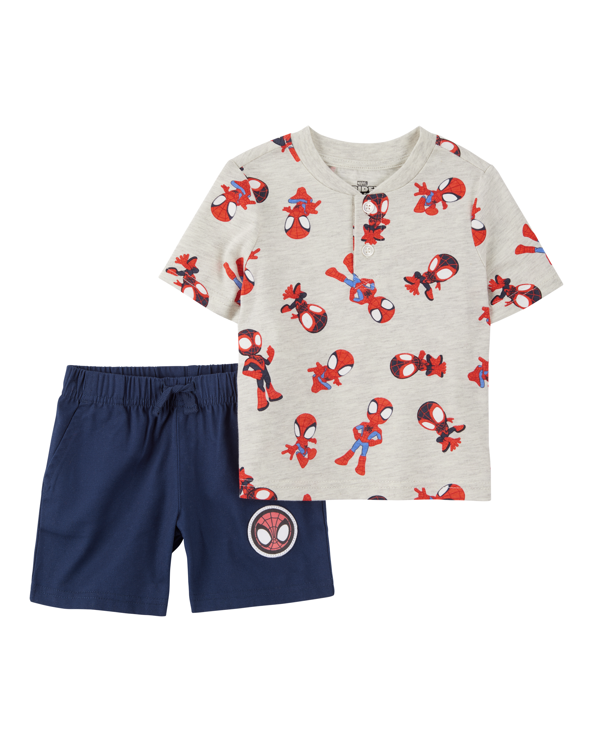 Toddler 2-Piece Spider-Man Tee & Short Set - Heather/Navy