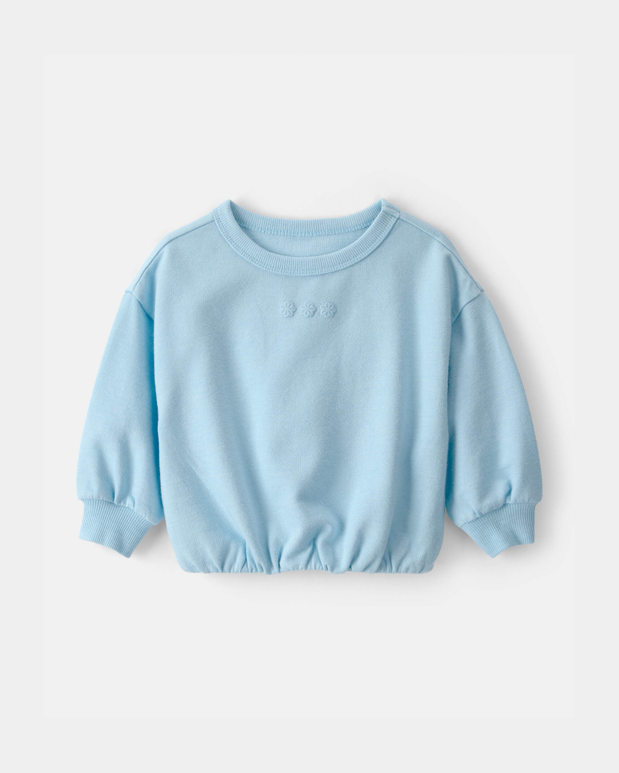 Baby Girl Flowers French Terry Pullover Sweatshirt - Blue