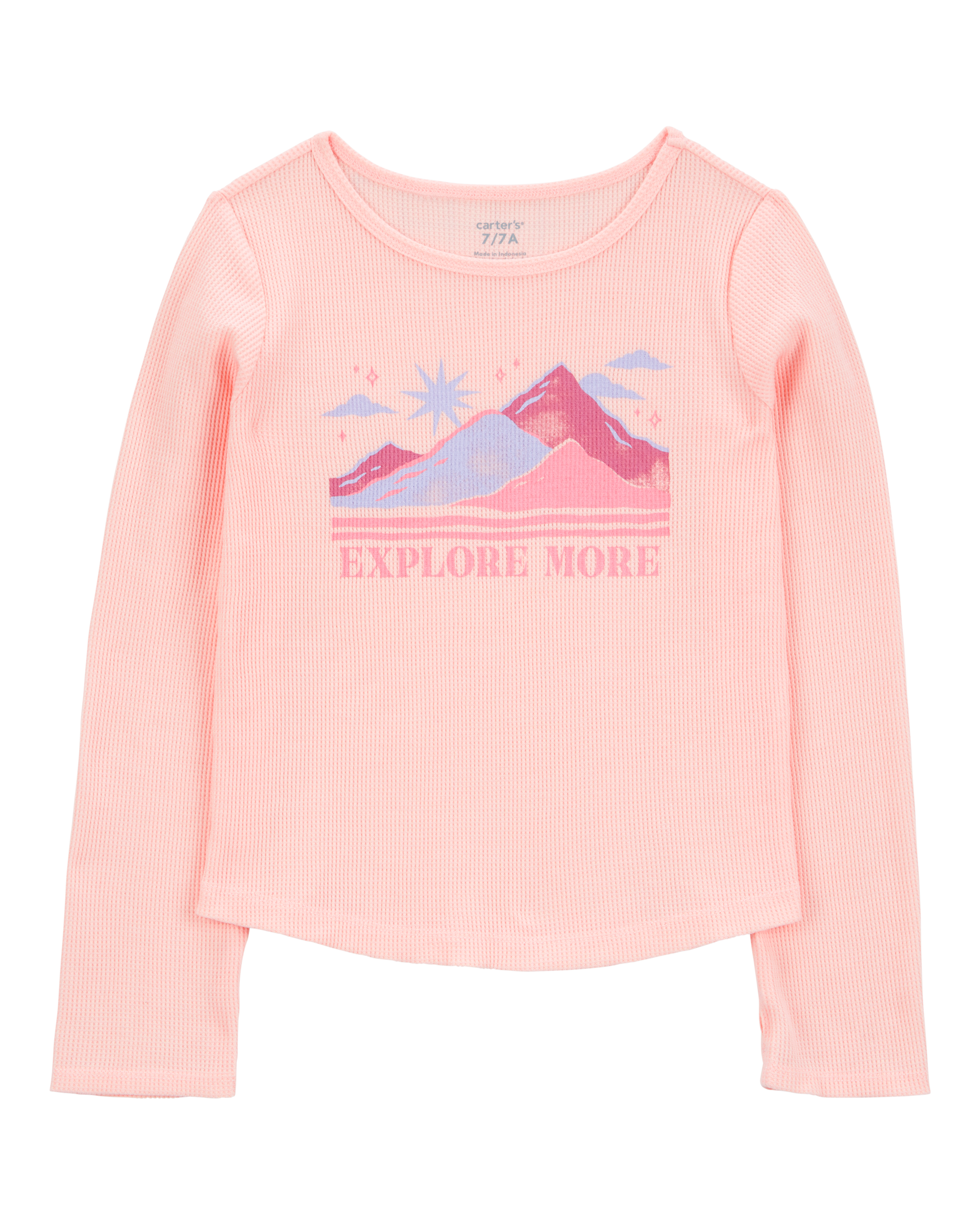 Kid Waffle Knit Long-Sleeve Tee - Pink