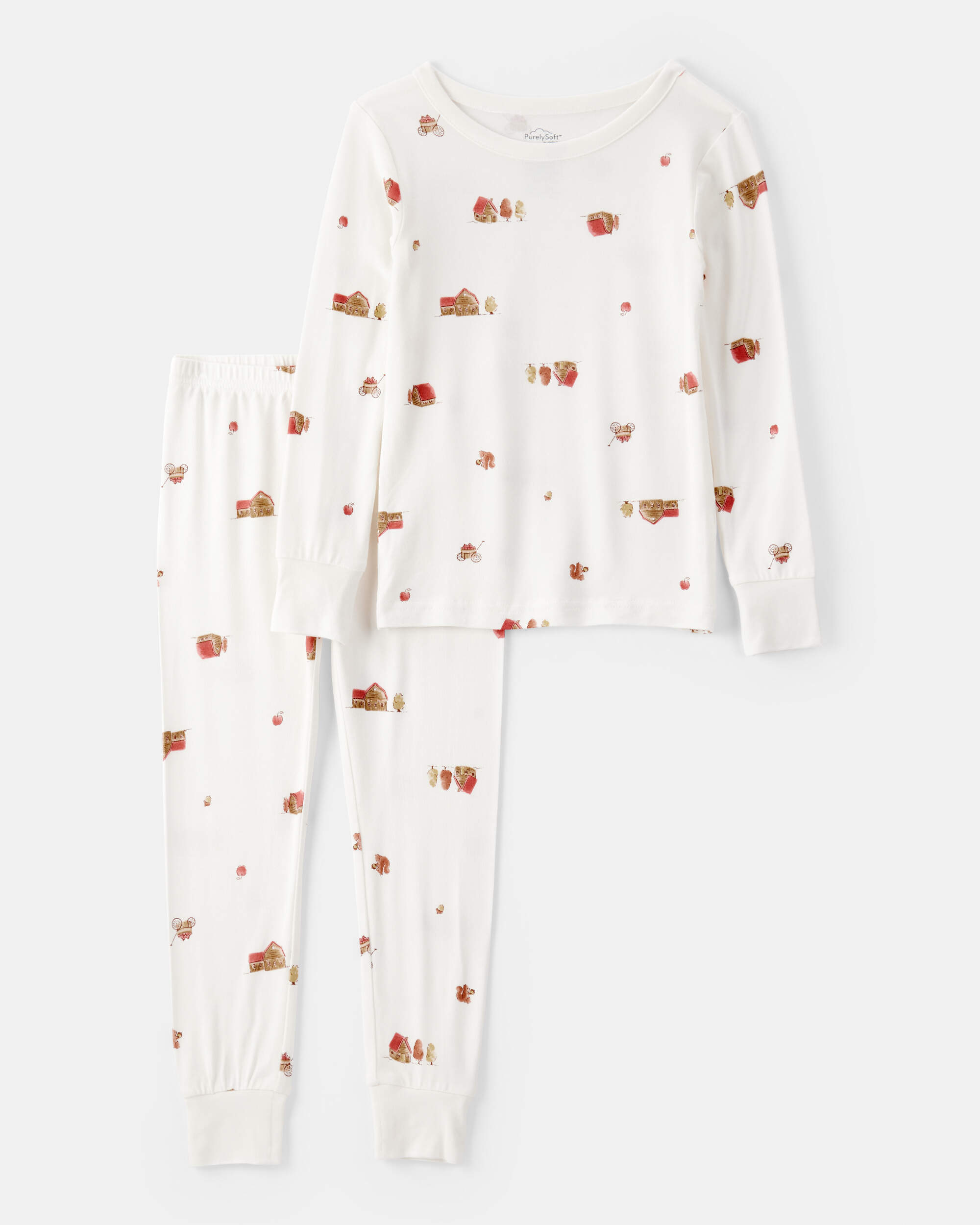 Toddler Barn Print PurelySoft 2-Piece pyjamas - Ivory