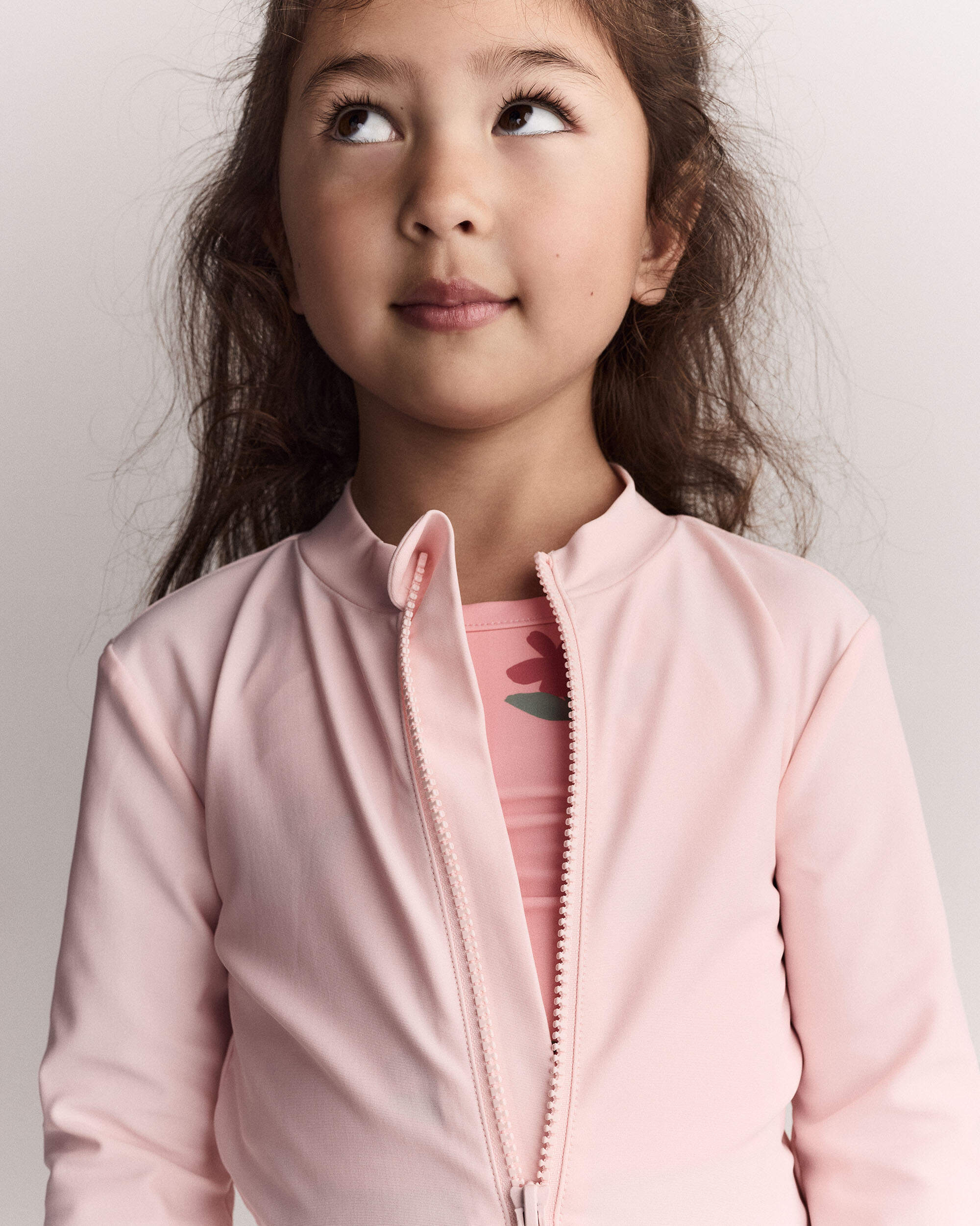 Toddler Full-Zip Long-Sleeve Rashguard - Blush