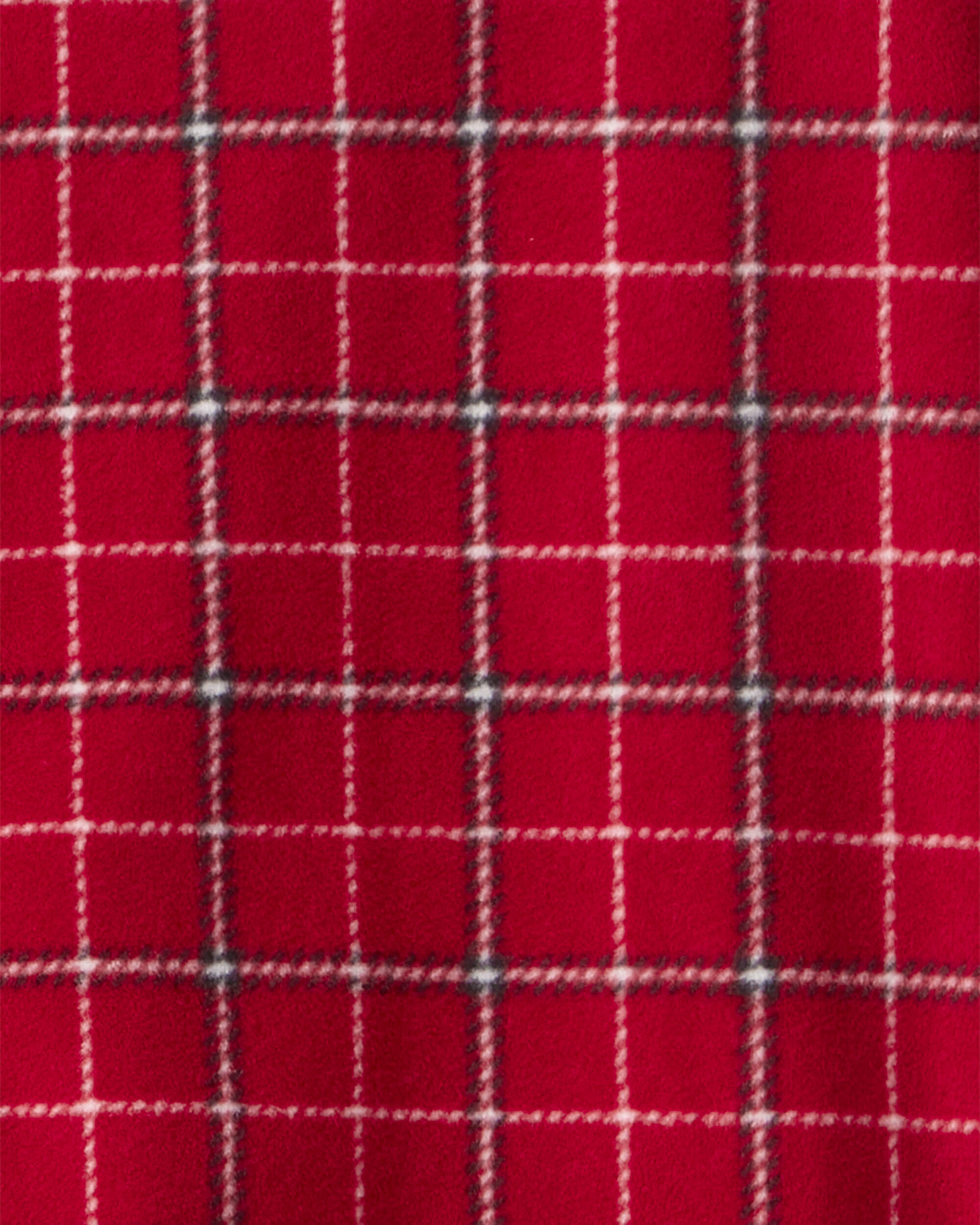 Boys Plaid Print Fleece Loose Fit 1-Piece Pyjamas - Red