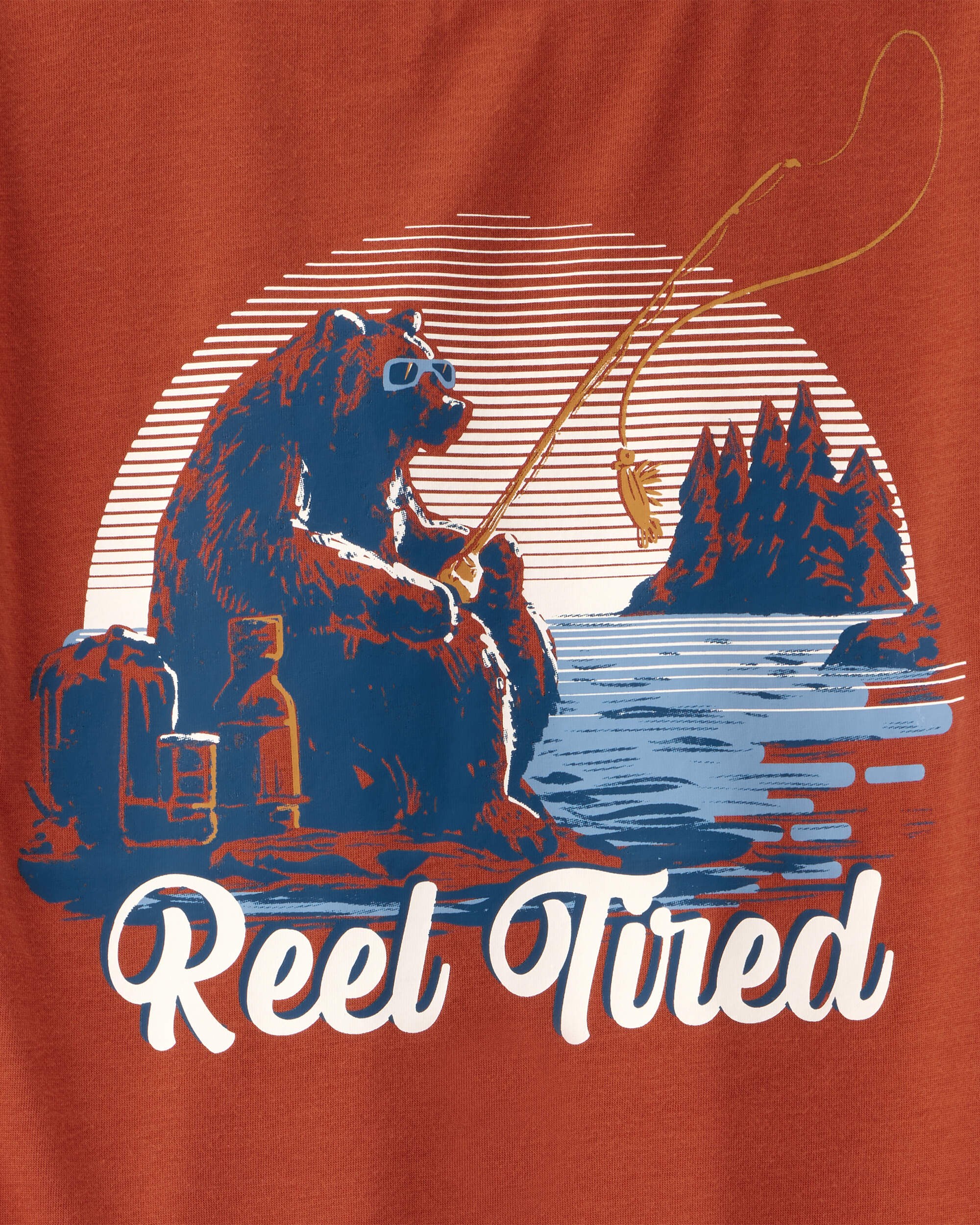 Boys 2-Piece Bear Fishing Loose Fit Pajamas