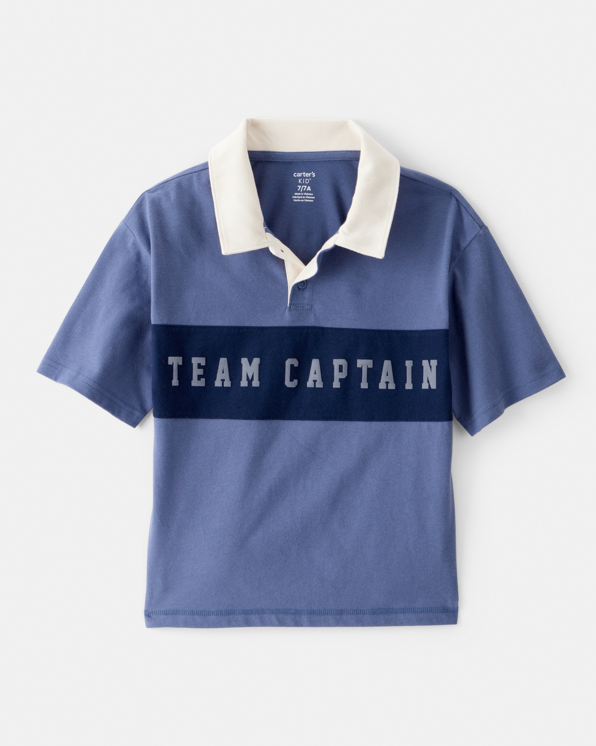 Boys Cotton Short-Sleeve Uniform Polo Shirt - Blue