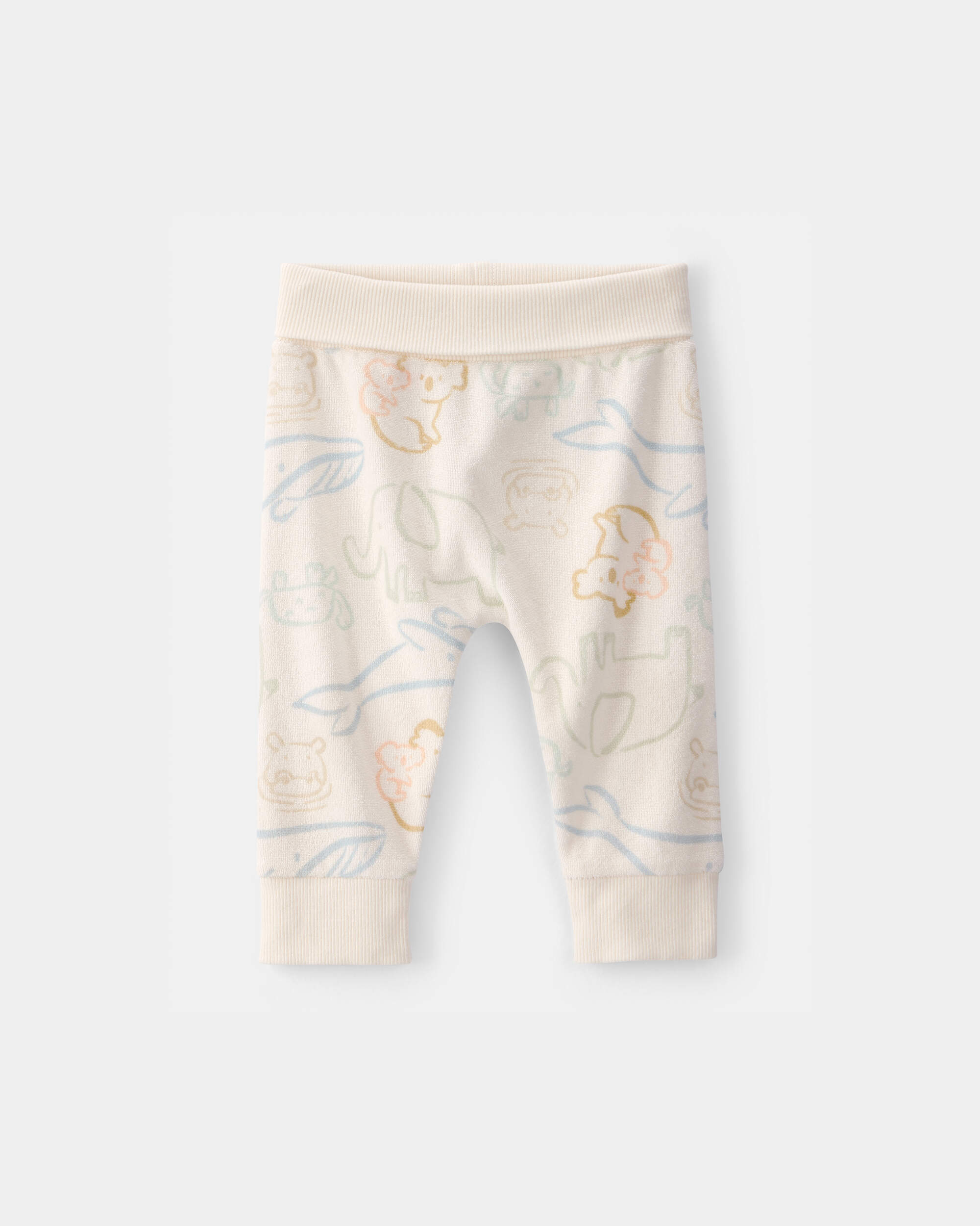 Baby Animal Friends Terry Pants - Cream