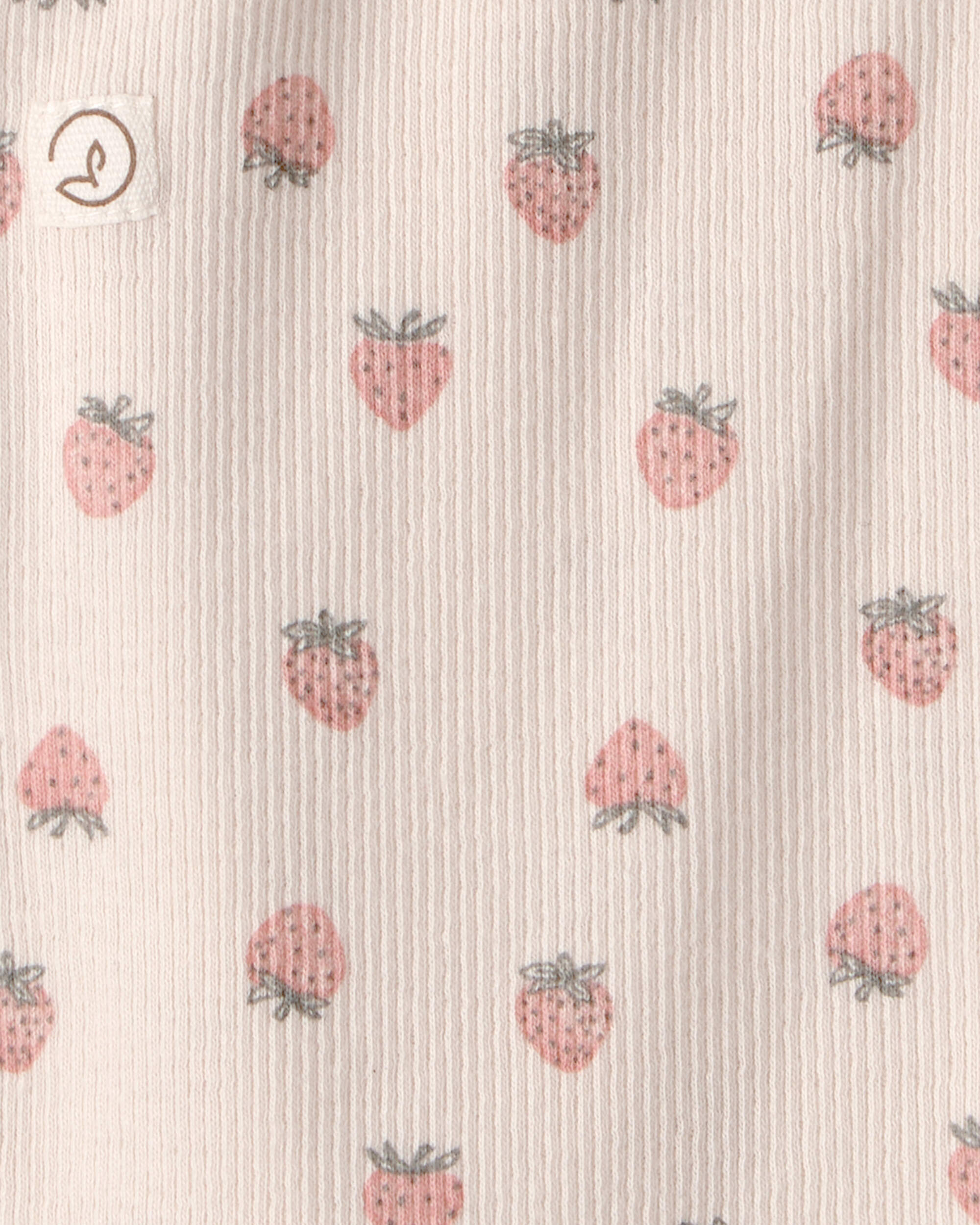 Baby Girl Organic Cotton Ribbed Bodysuit Strawberry Print