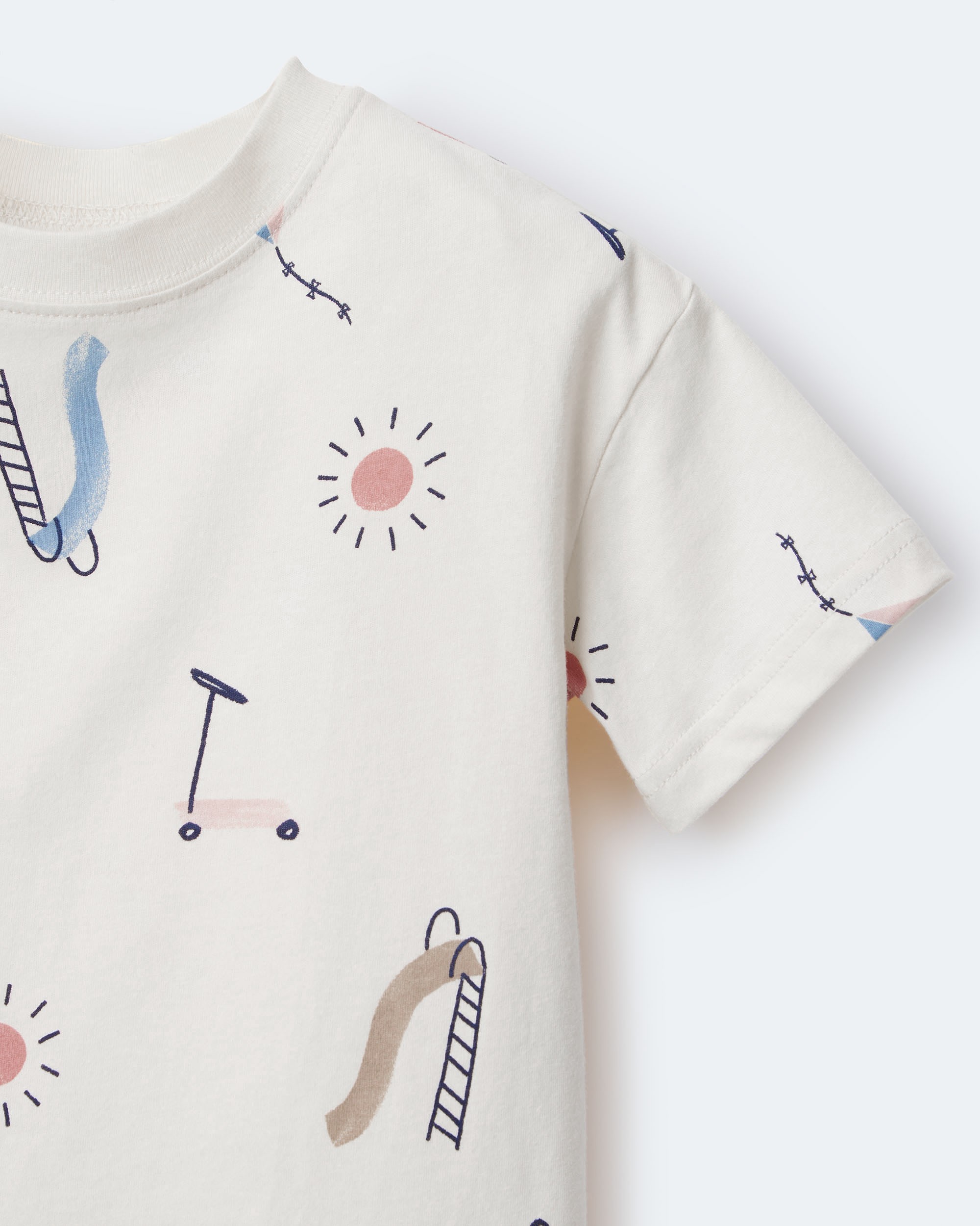 Toddler Short-Sleeve Relaxed Graphic Tee Park Day Print - Cream