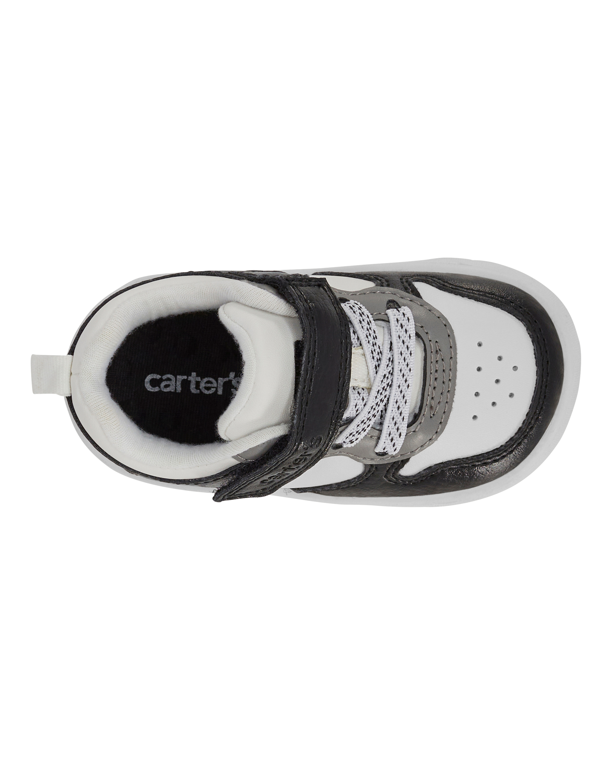 Baby Every Step® First Walker  Faux Leather Fashion Sneakers - White/Black
