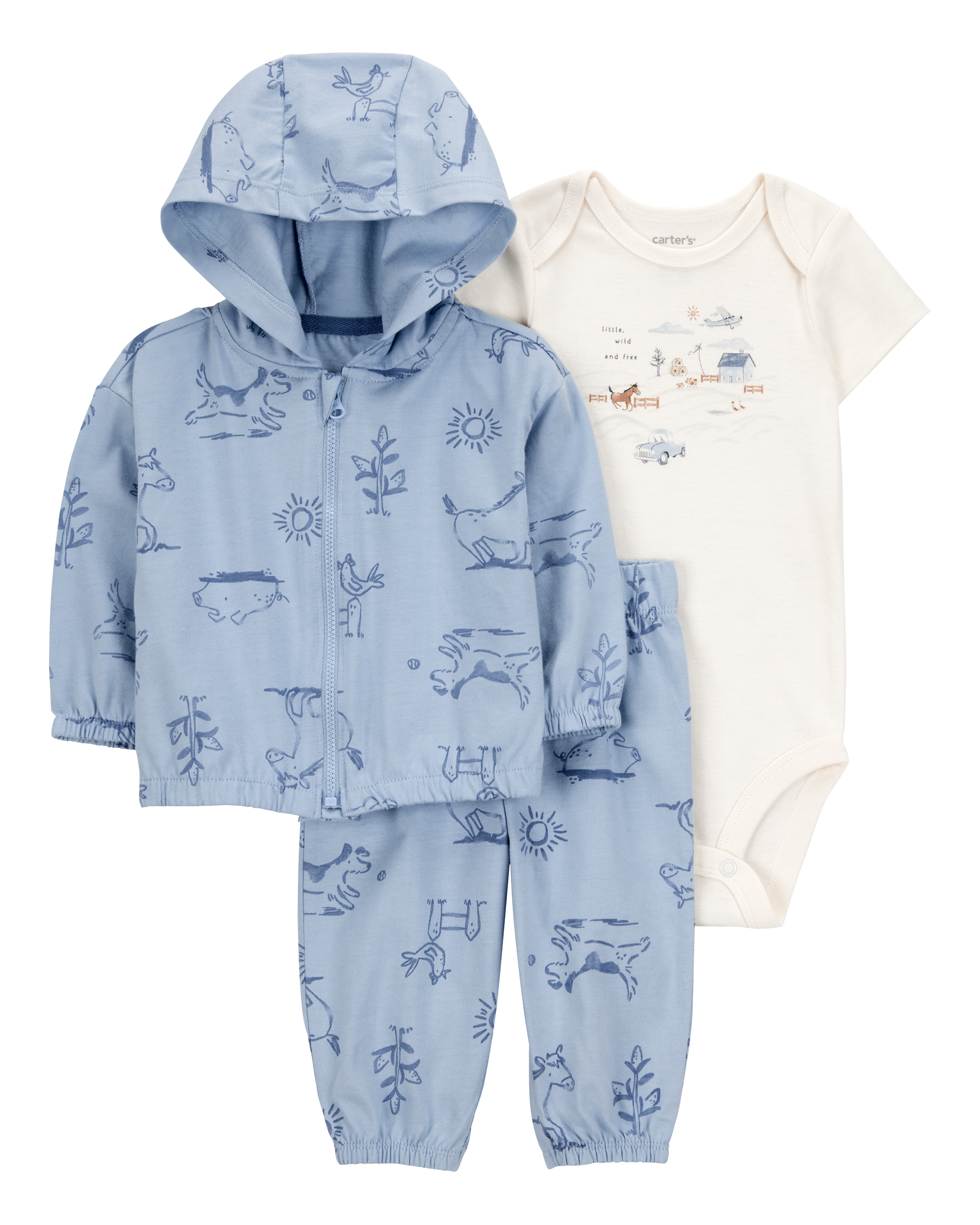 Baby 3-Piece Dog Print Little Cardigan Set