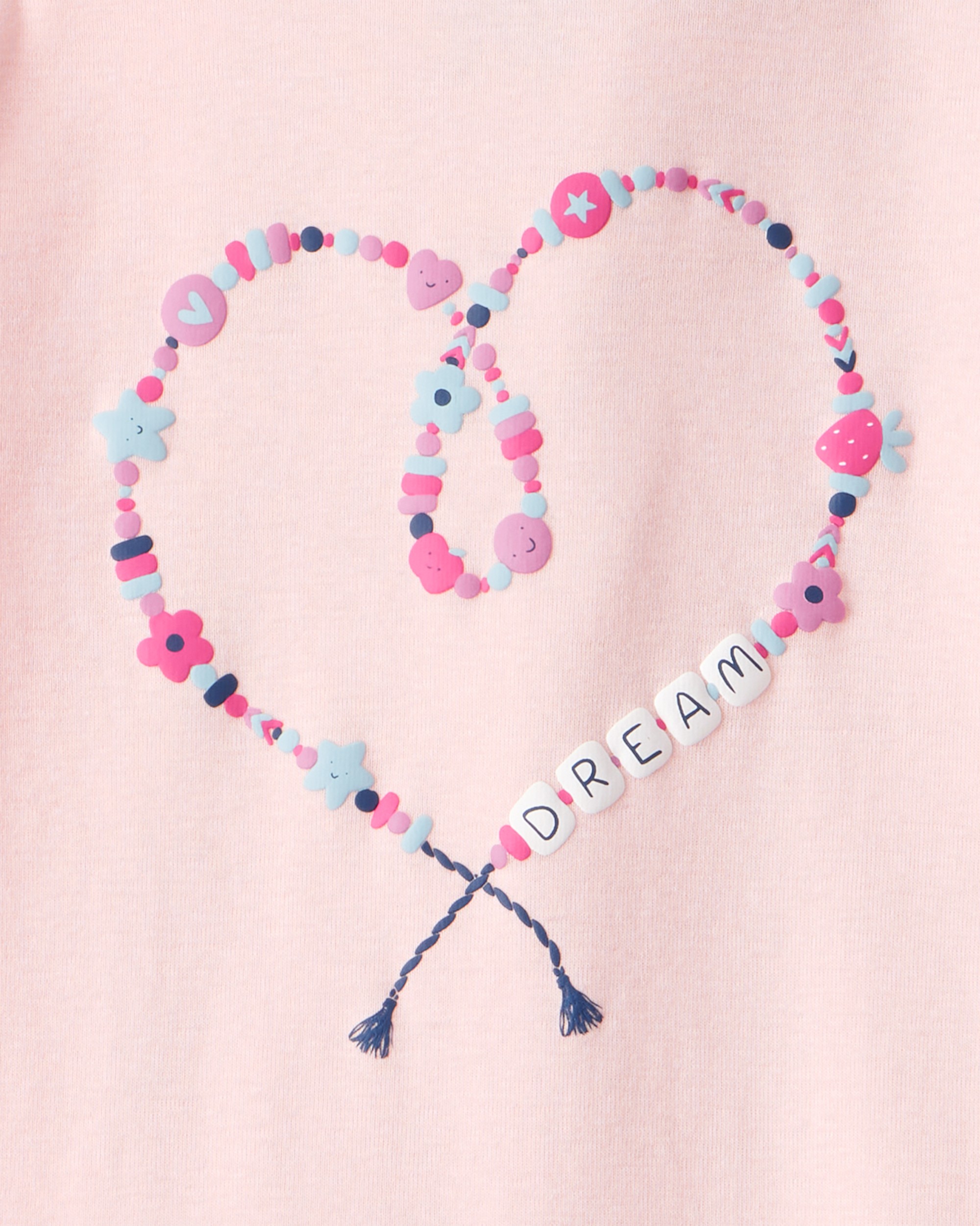 Girls Heart Print 100% Cotton Long-Sleeve Snug Fit 4-Piece Pyjamas - Navy/Pink