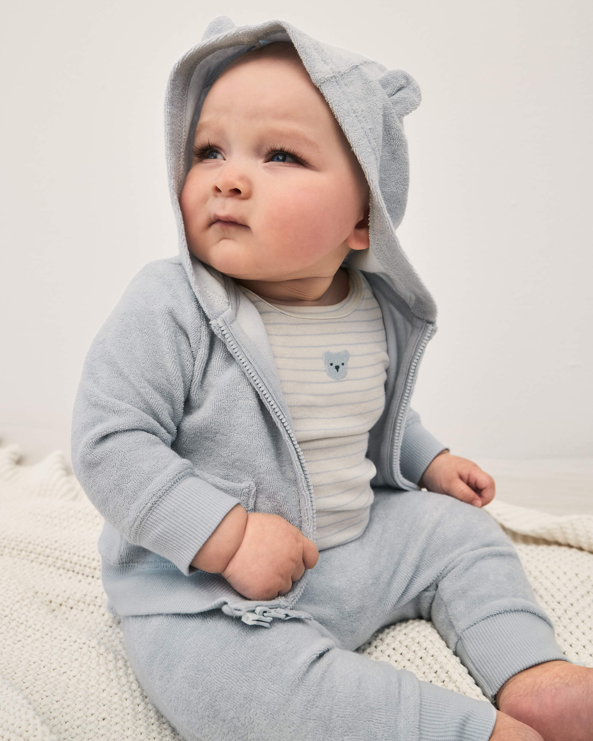 Baby 3-Piece Bear Terry Short-Sleeve Layering Set - Blue