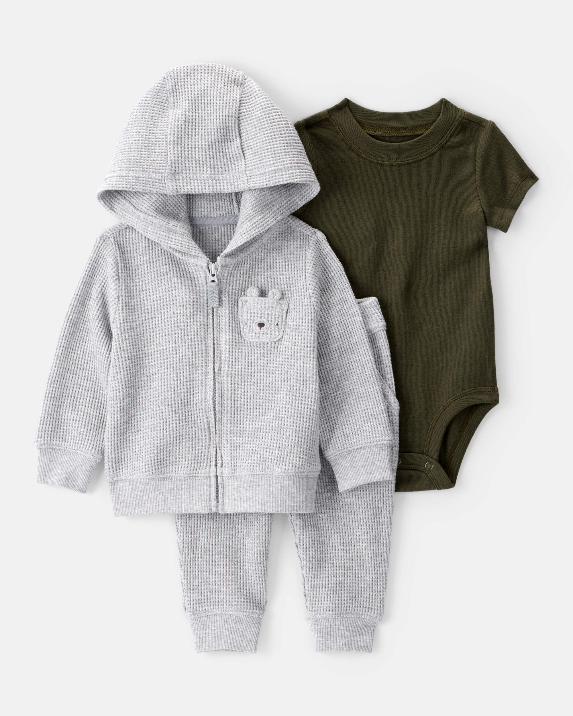 Baby 3-Piece Thermal Bear Little Cardigan Set