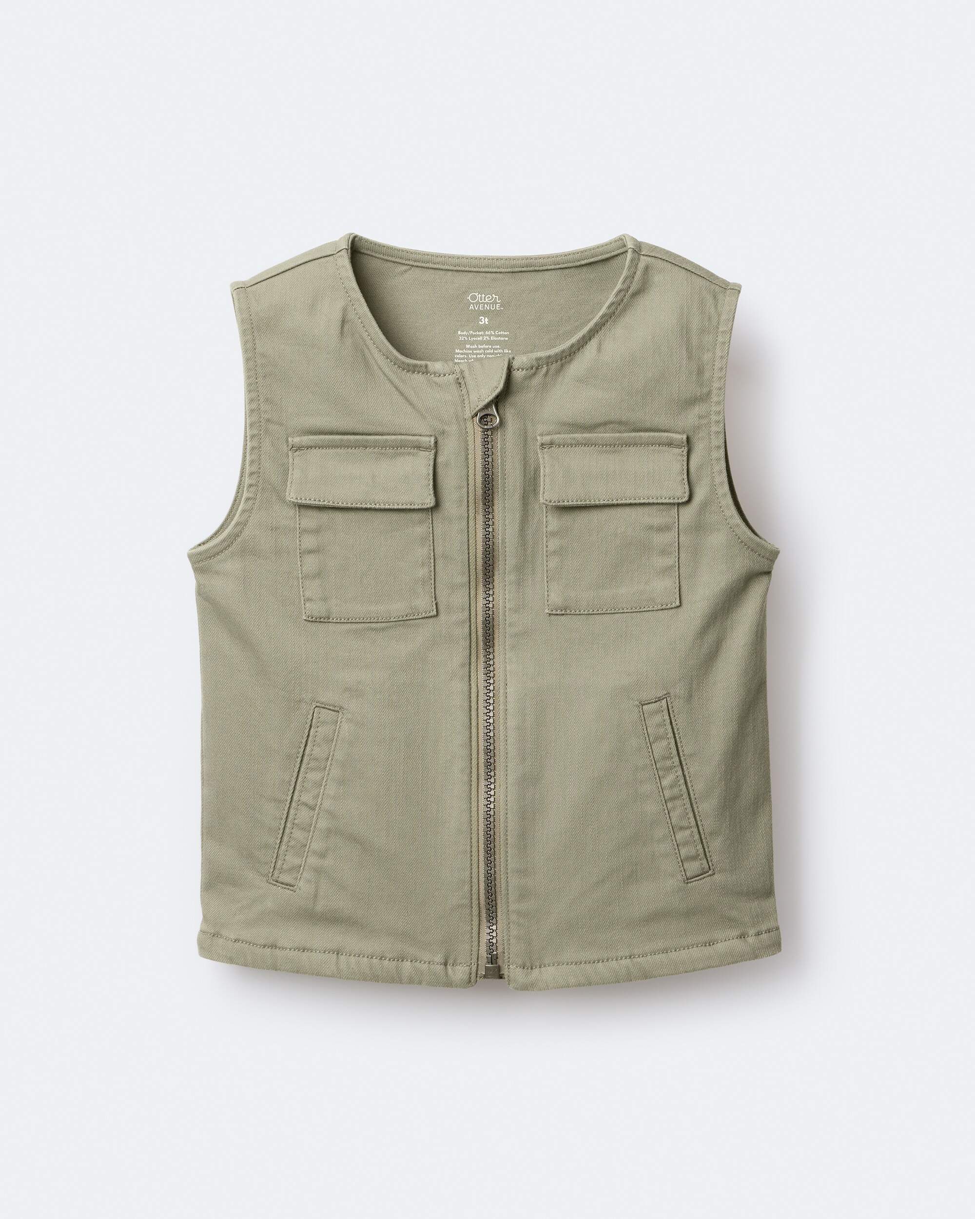 Toddler Zip-Up Vest - Olive