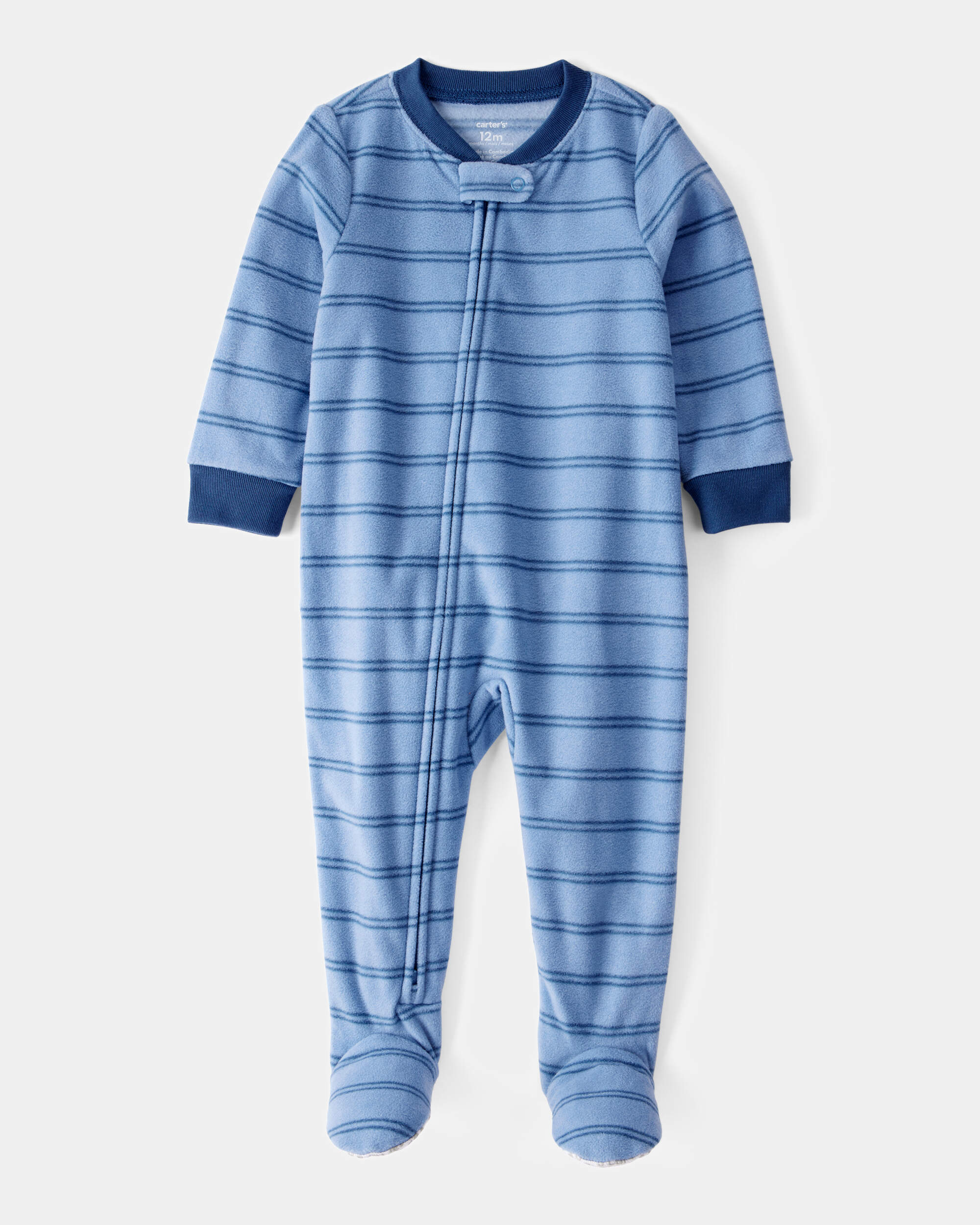 Baby 1-Piece Striped Fleece Footie Pyjamas