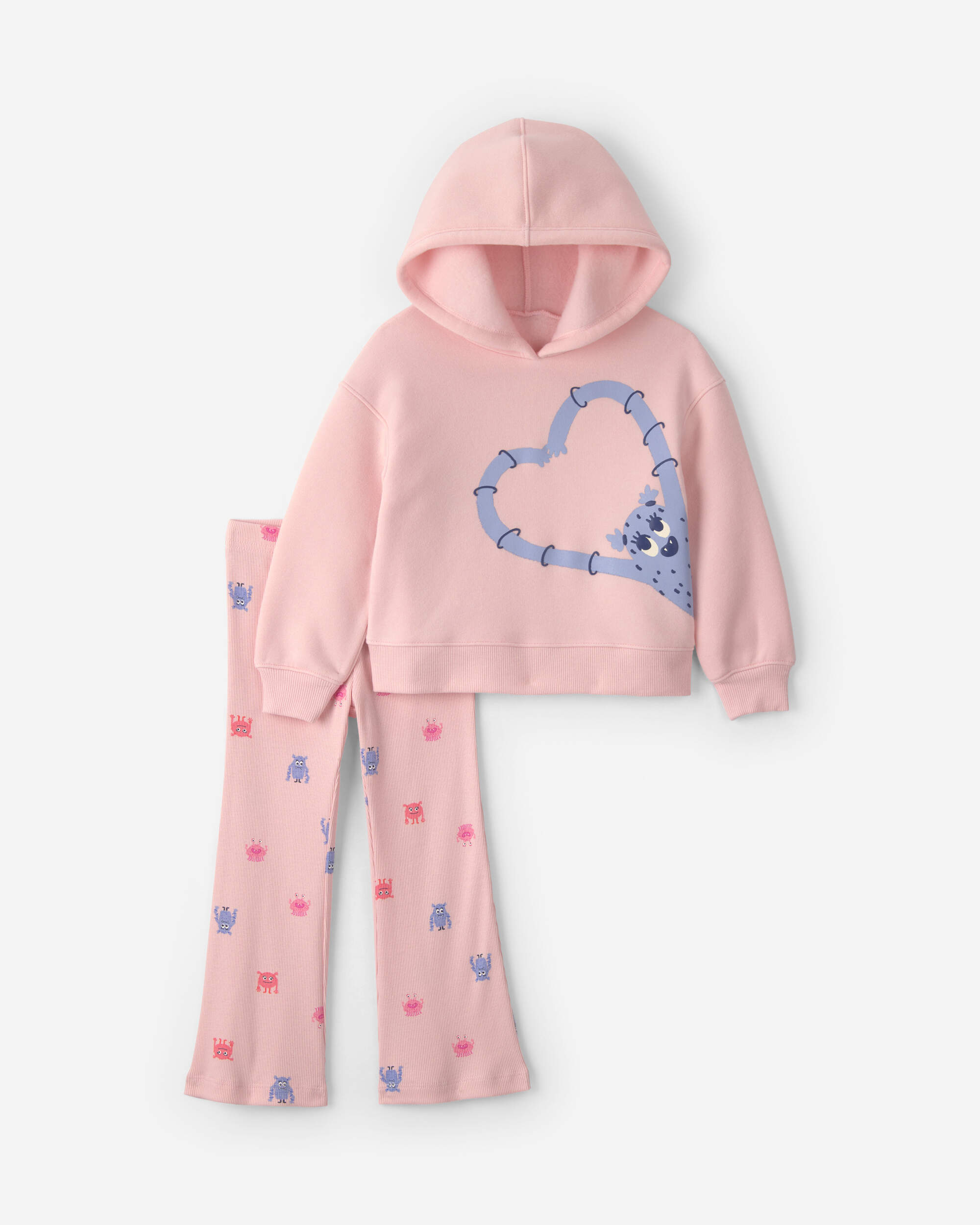 Baby Girl 2-Piece Monster Fleece Hoodie & Pant Set - Pink