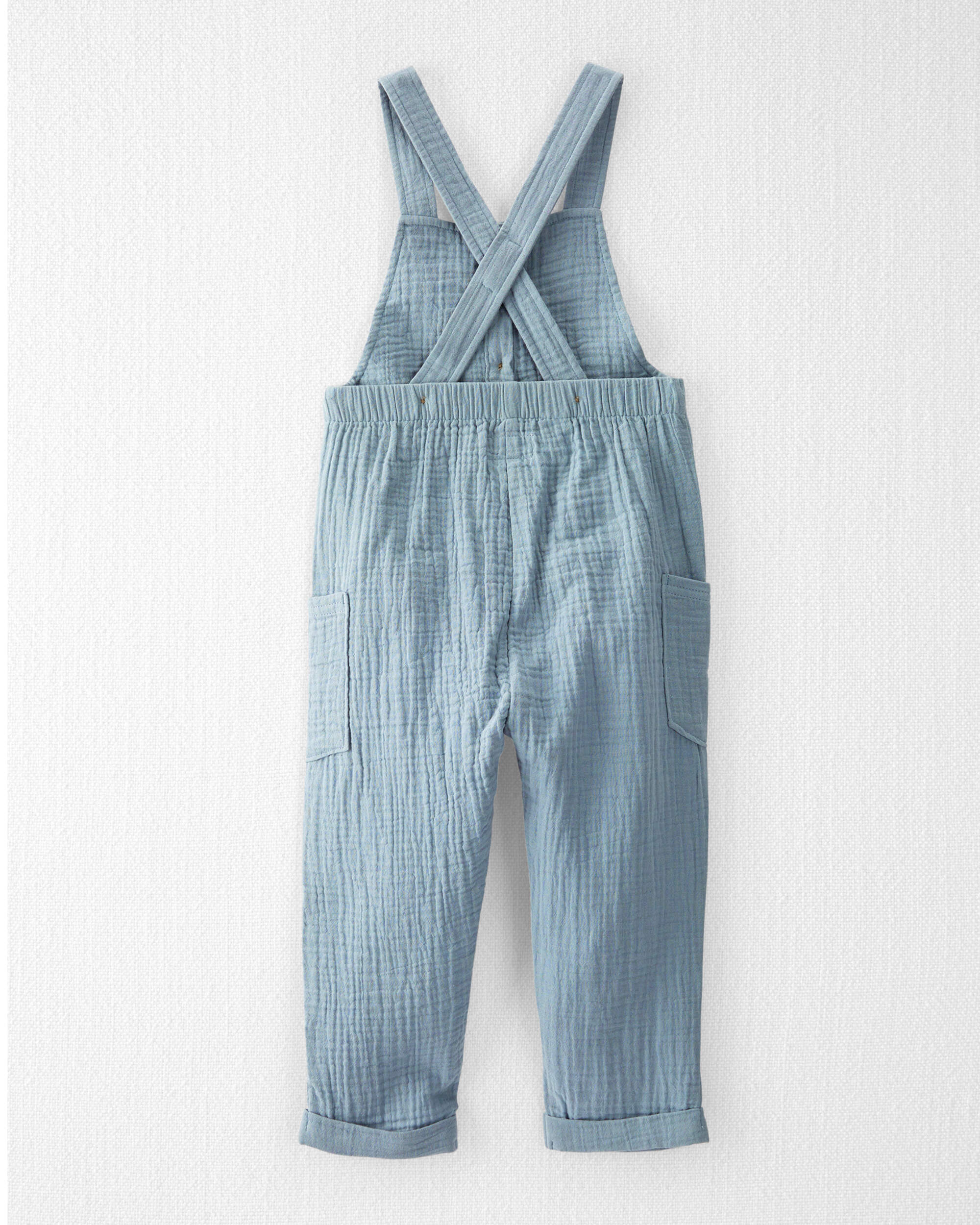 Blue Organic Cotton Gauze Overalls