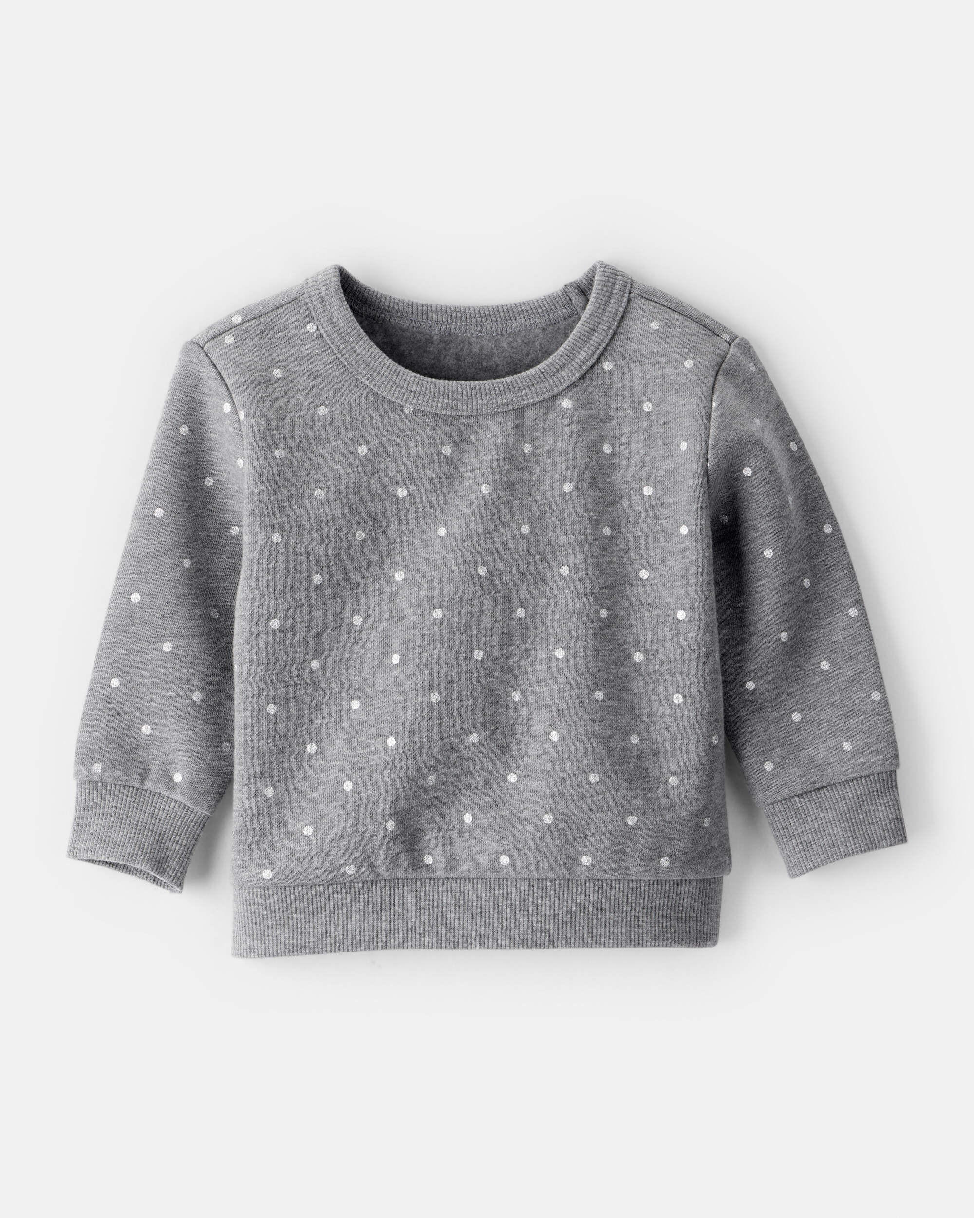 Baby Girl Polka Dot Fleece Sweatshirt - Grey