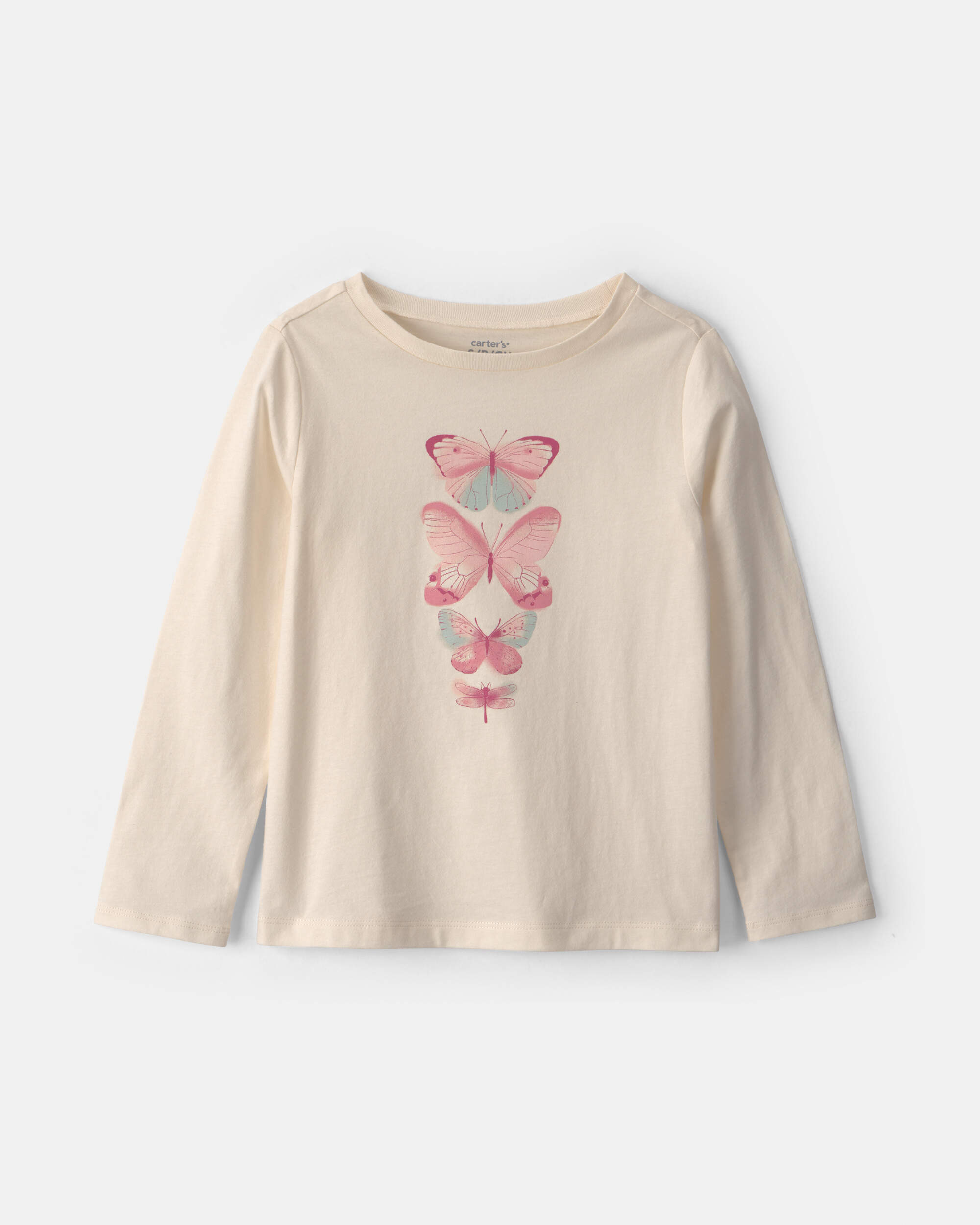 Girls Butterfly Long-Sleeve Graphic Tee - Cream