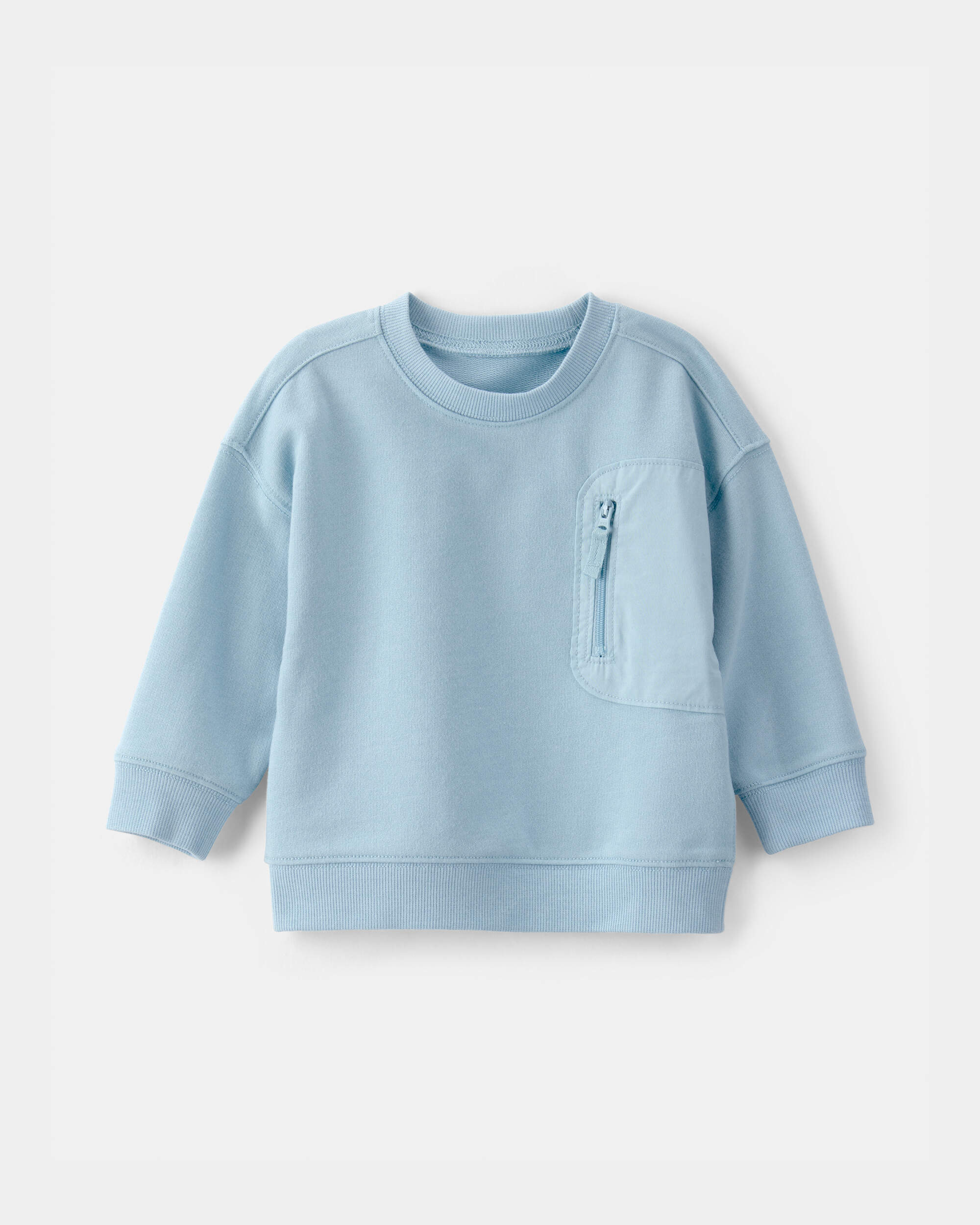Baby Boy French Terry Zipper Pullover Sweatshirt - Blue