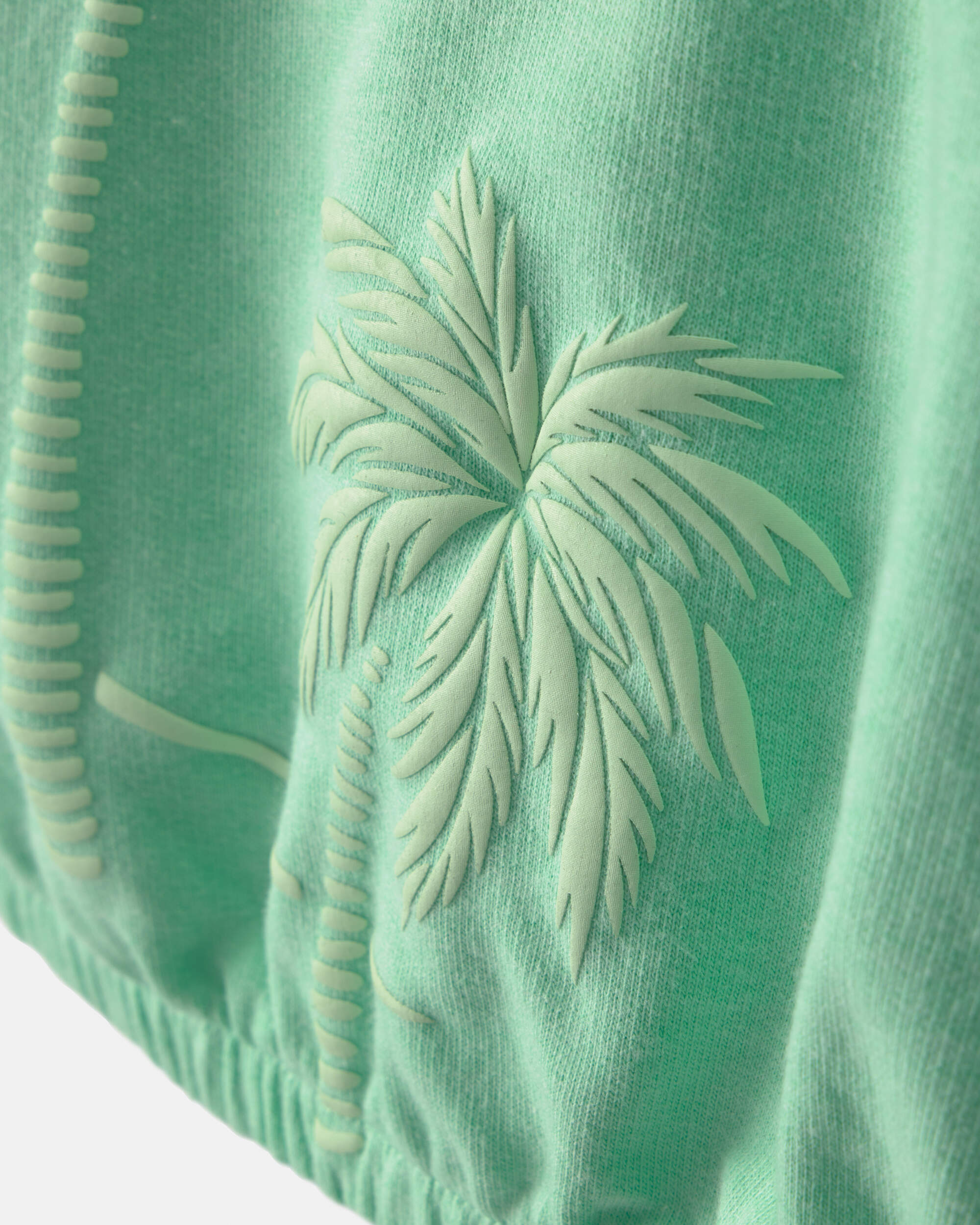 Girls Palm Tree French Terry Top - Green