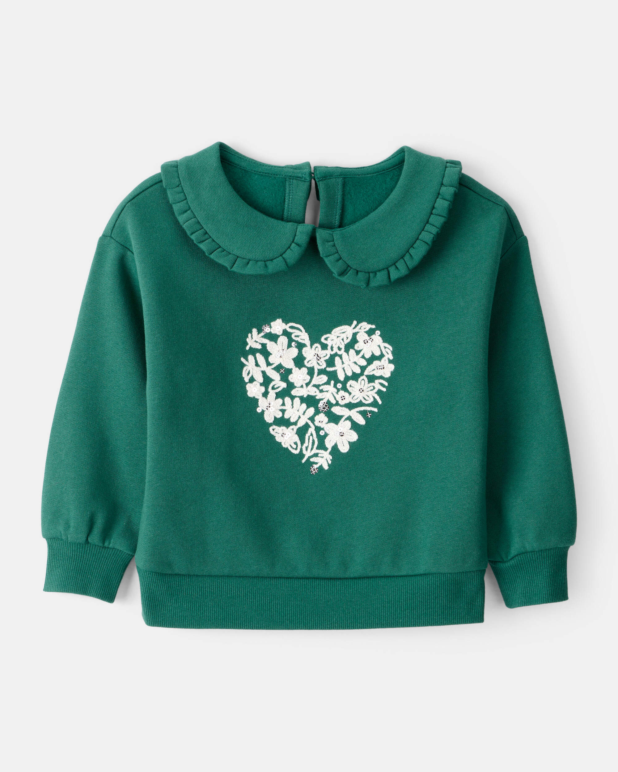 Toddler Girl Heart Long-Sleeve Pullover Sweatshirt - Green