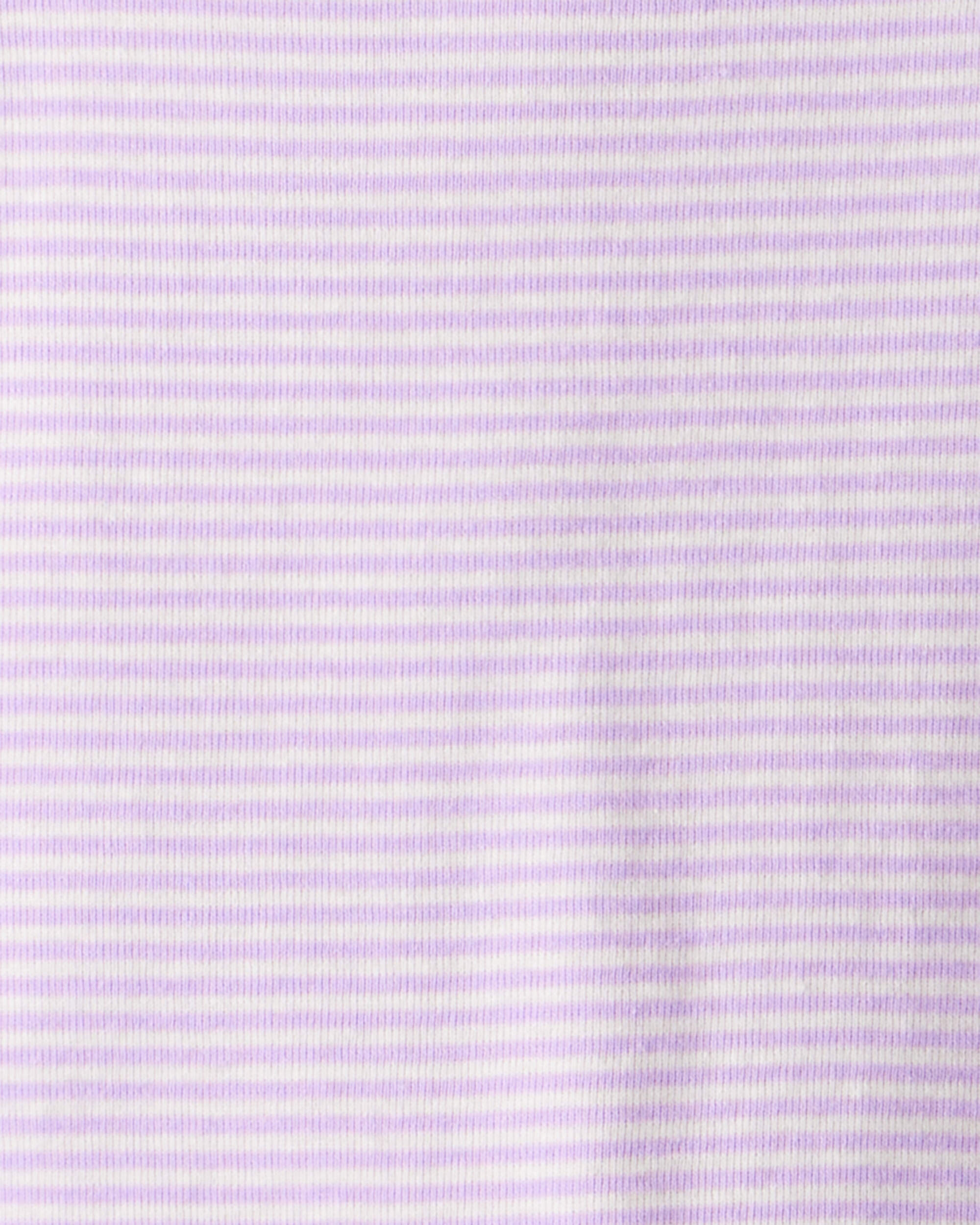 Baby Girl Space Star Print 100% Cotton Long-Sleeve Snug Fit 4-Piece Pyjamas - White/Purple