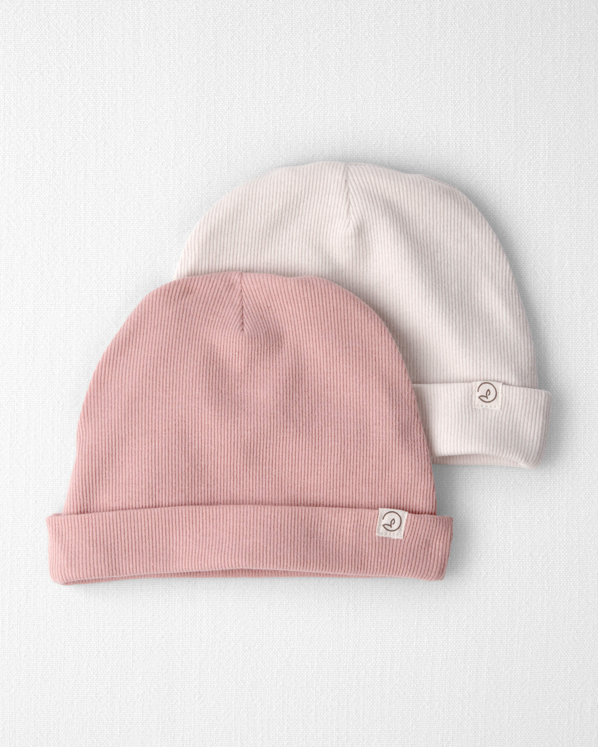 Baby Girl 2-Pack Organic Cotton Rib Caps