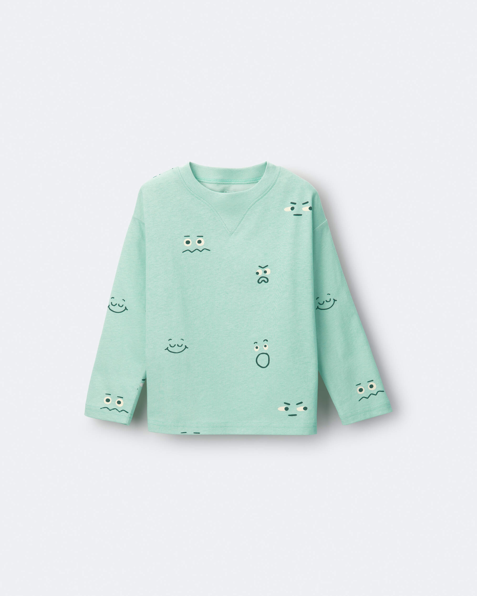 Toddler Boy Emotions Long Sleeve Relaxed Graphic Tee - Green