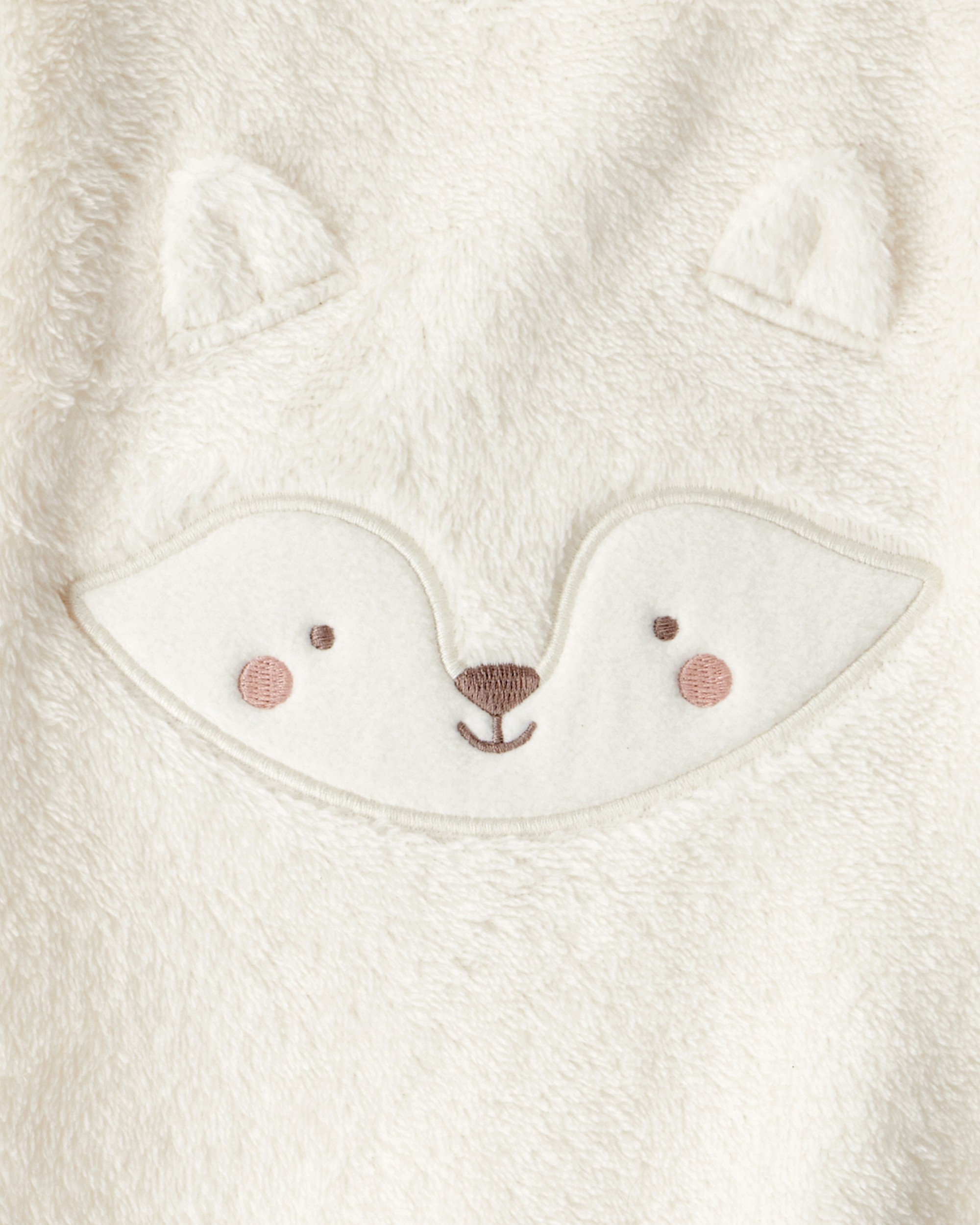 Baby Girl Fox Velour Long-Sleeve Snug Fit Jumpsuit - White