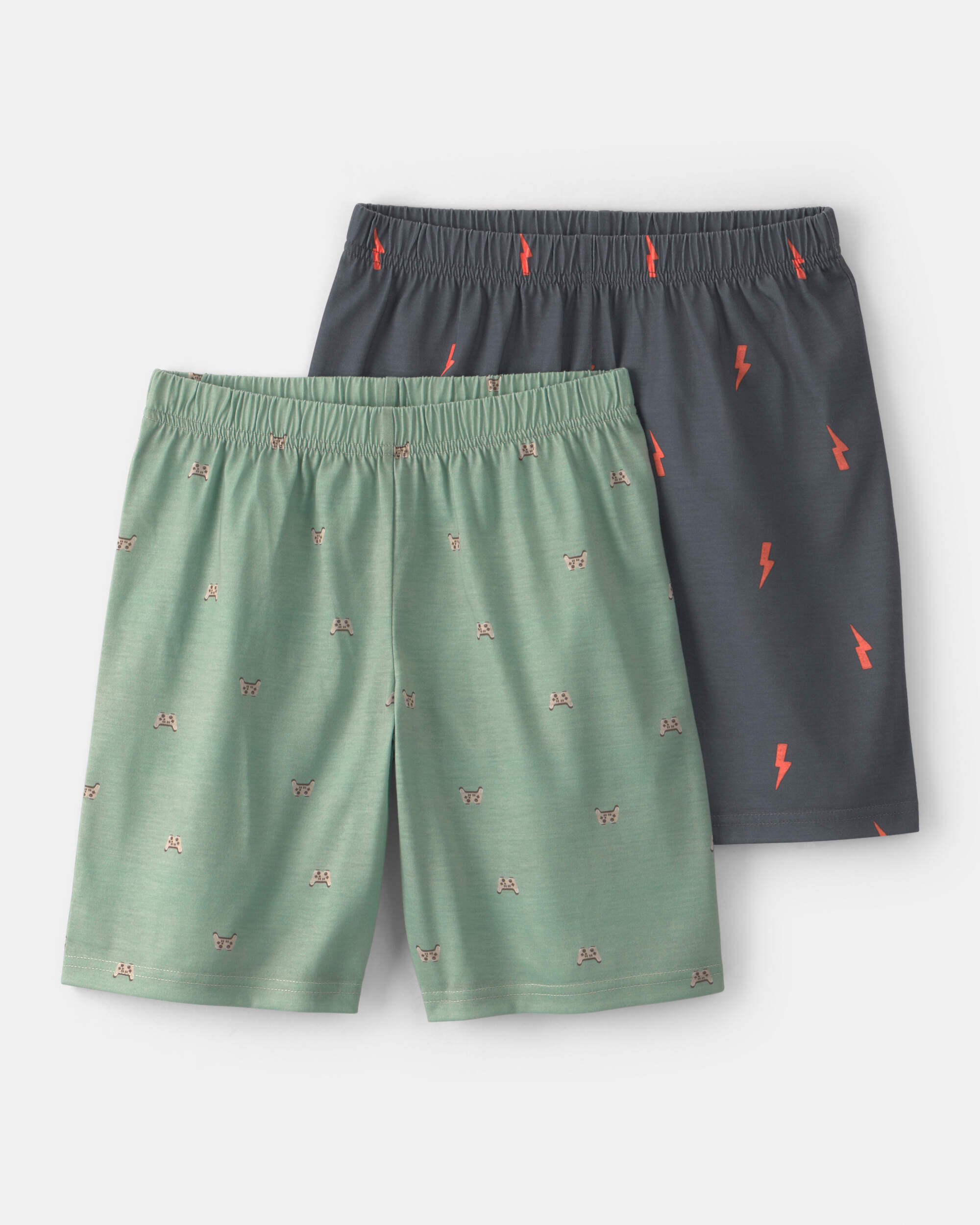 Boys 2-Pack Gaming Pajama Shorts - Green/Grey